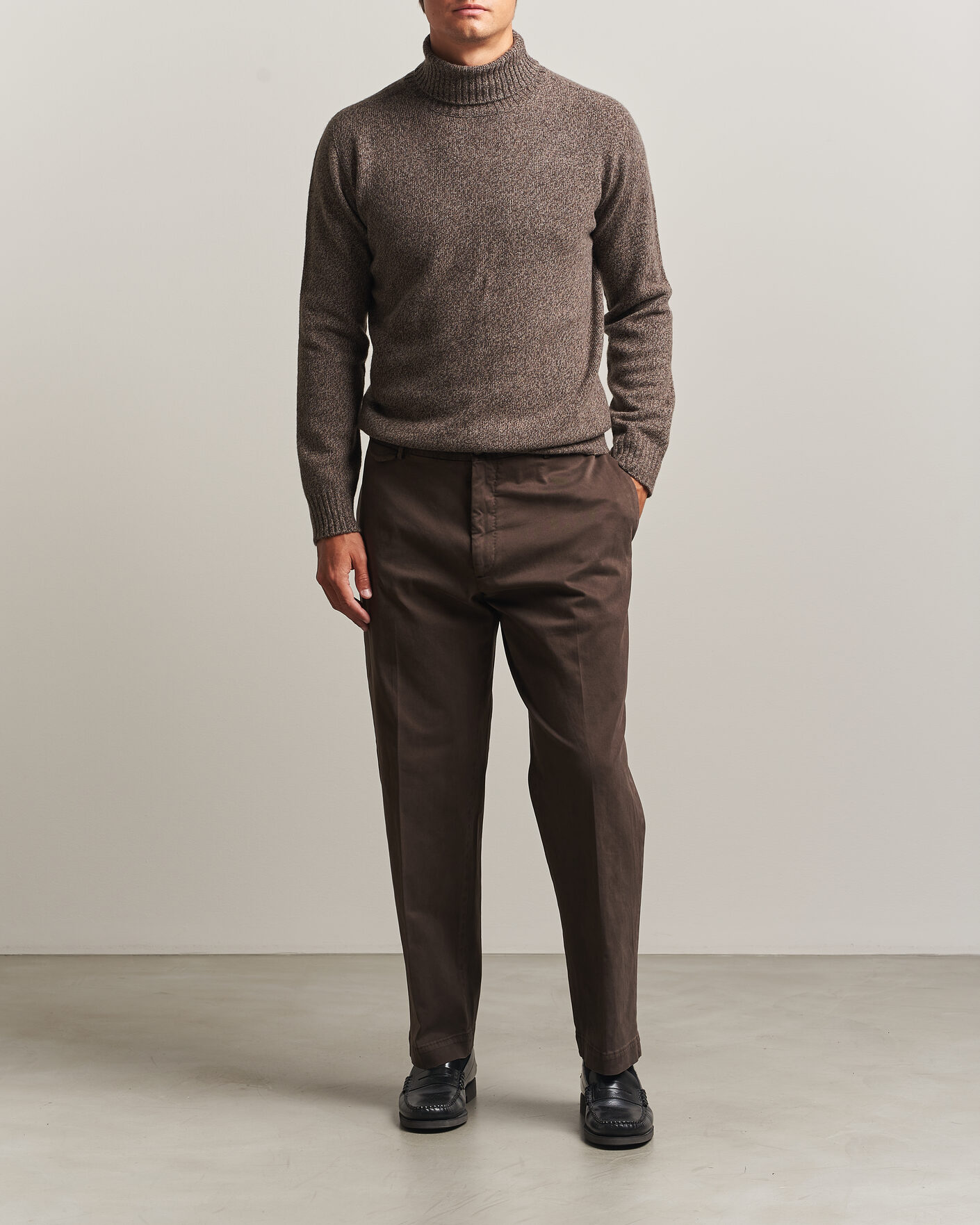 Herren | Pullover | Altea | Wool/Cashmere Rollneck Brown Melange