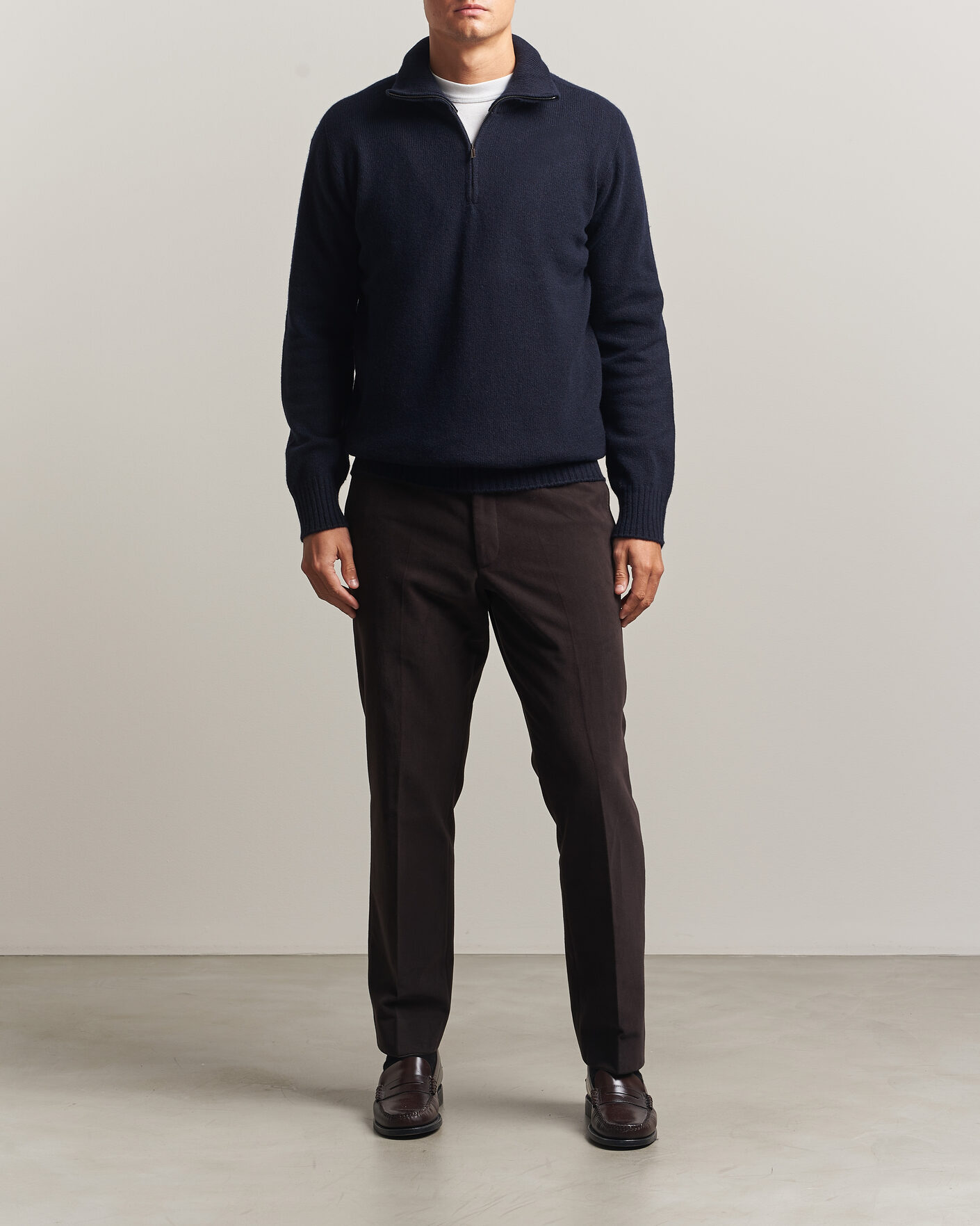 Herren | Pullover | Altea | Wool/Cashmere Half Zip Navy