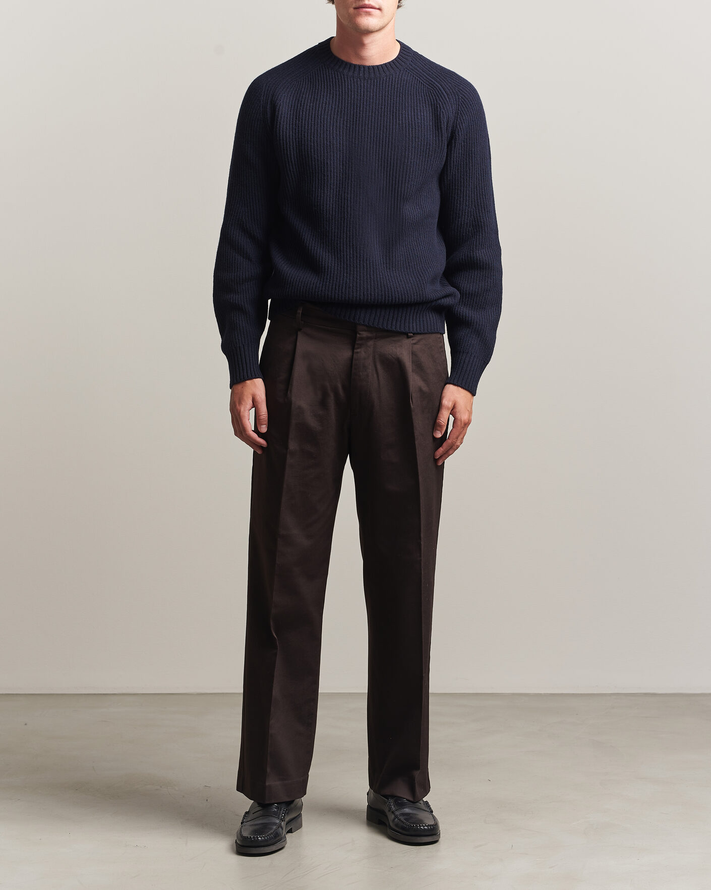 Herren | Pullover | Altea | Rib Wool Crew Neck Navy