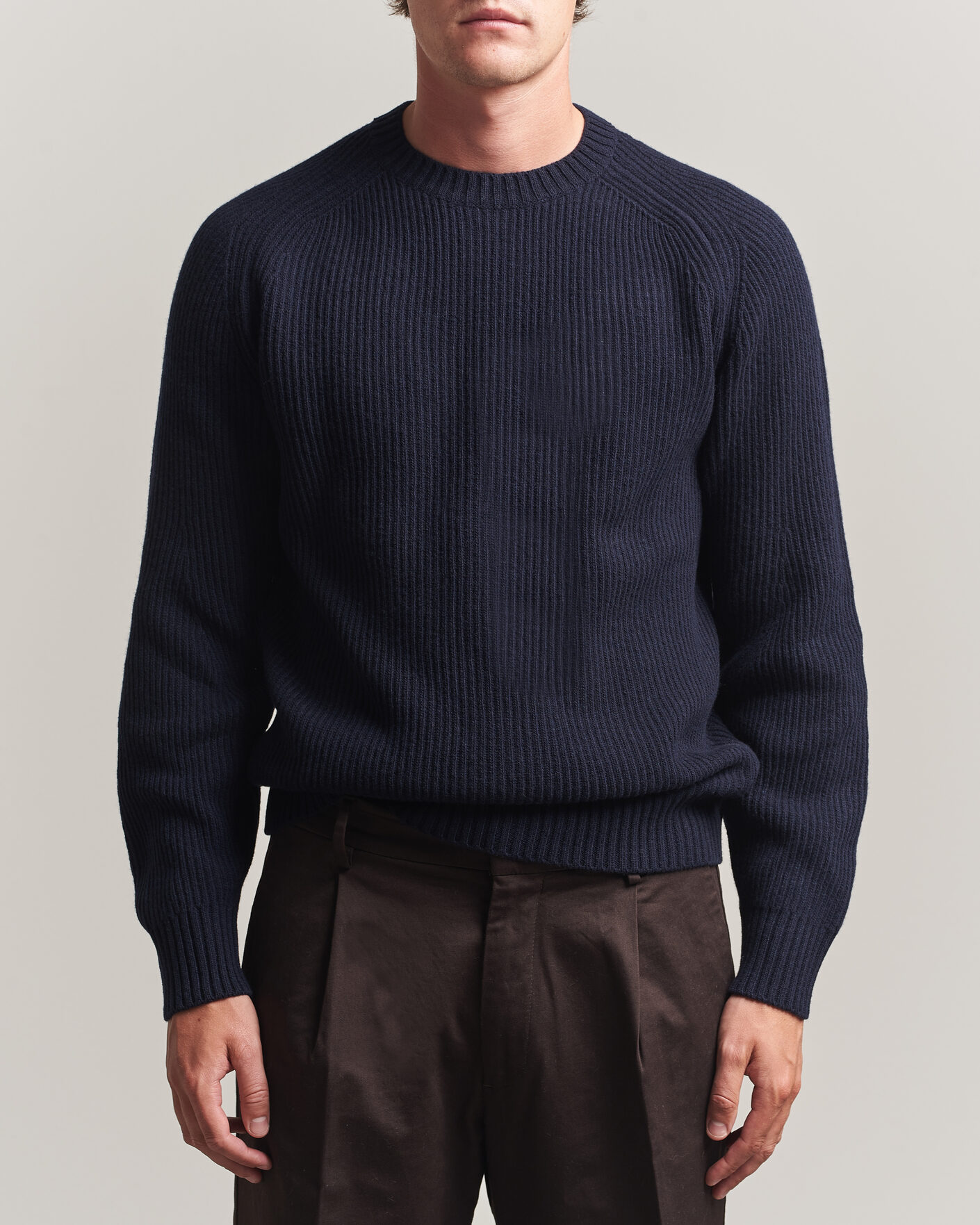 Herren | Pullover | Altea | Rib Wool Crew Neck Navy