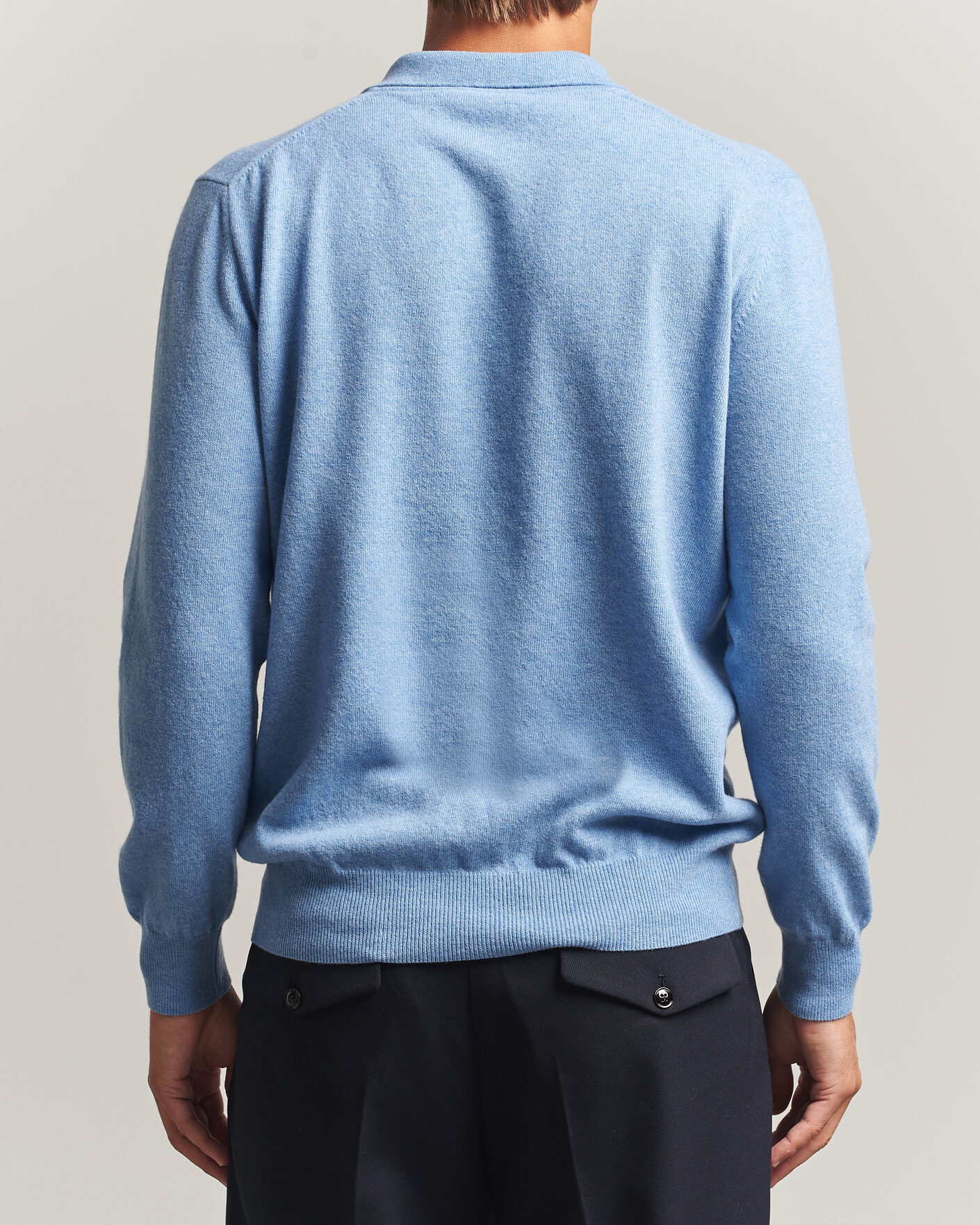 Herren | Pullover | Altea | Long Sleeve Knitted Polo Sky Blue