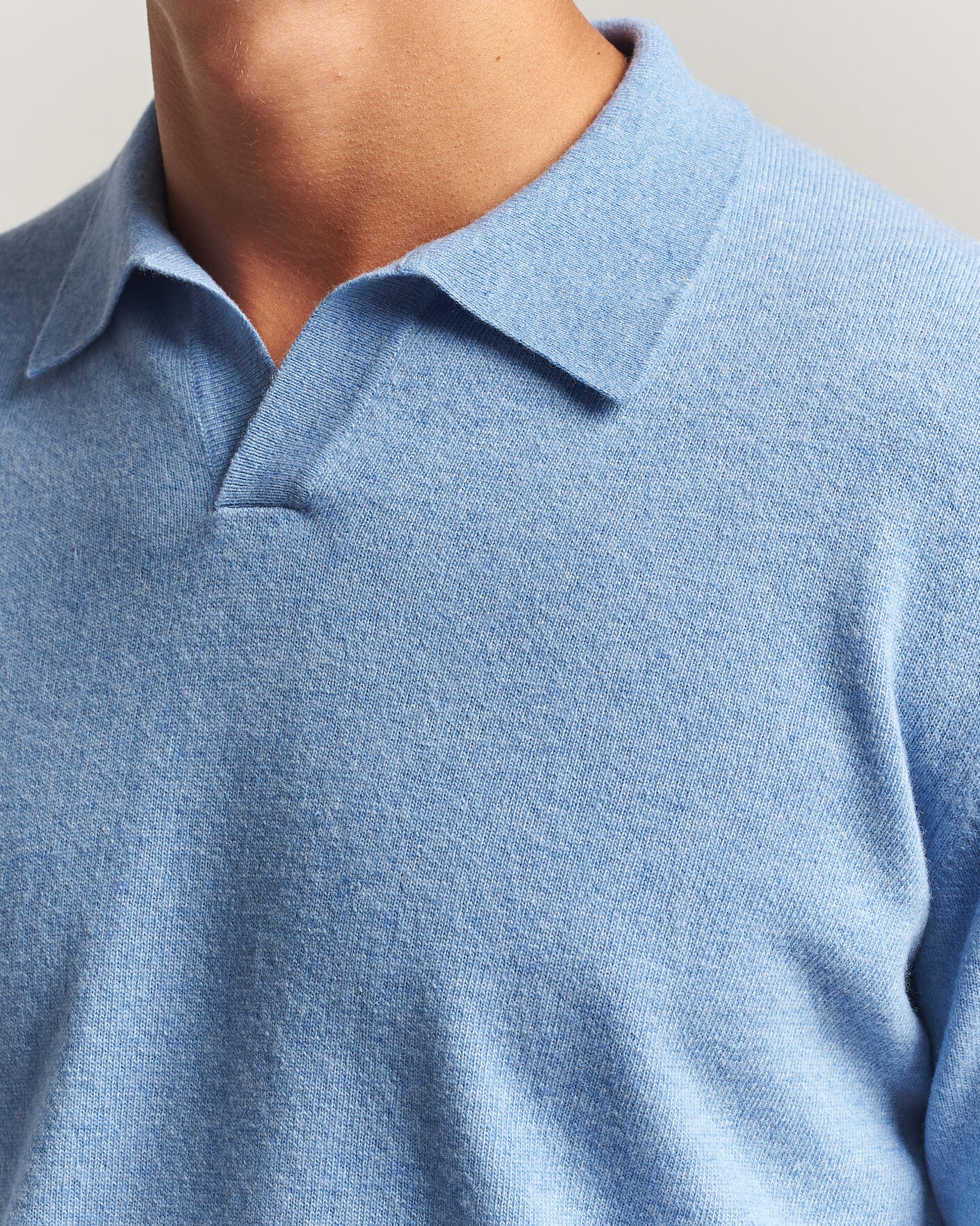Herren | Pullover | Altea | Long Sleeve Knitted Polo Sky Blue