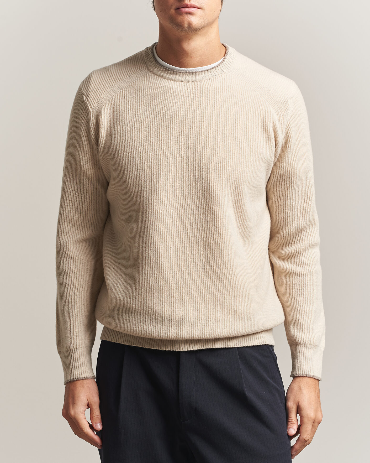 Herren | Pullover | Altea | Rib Wool Raglan Sweater Cream