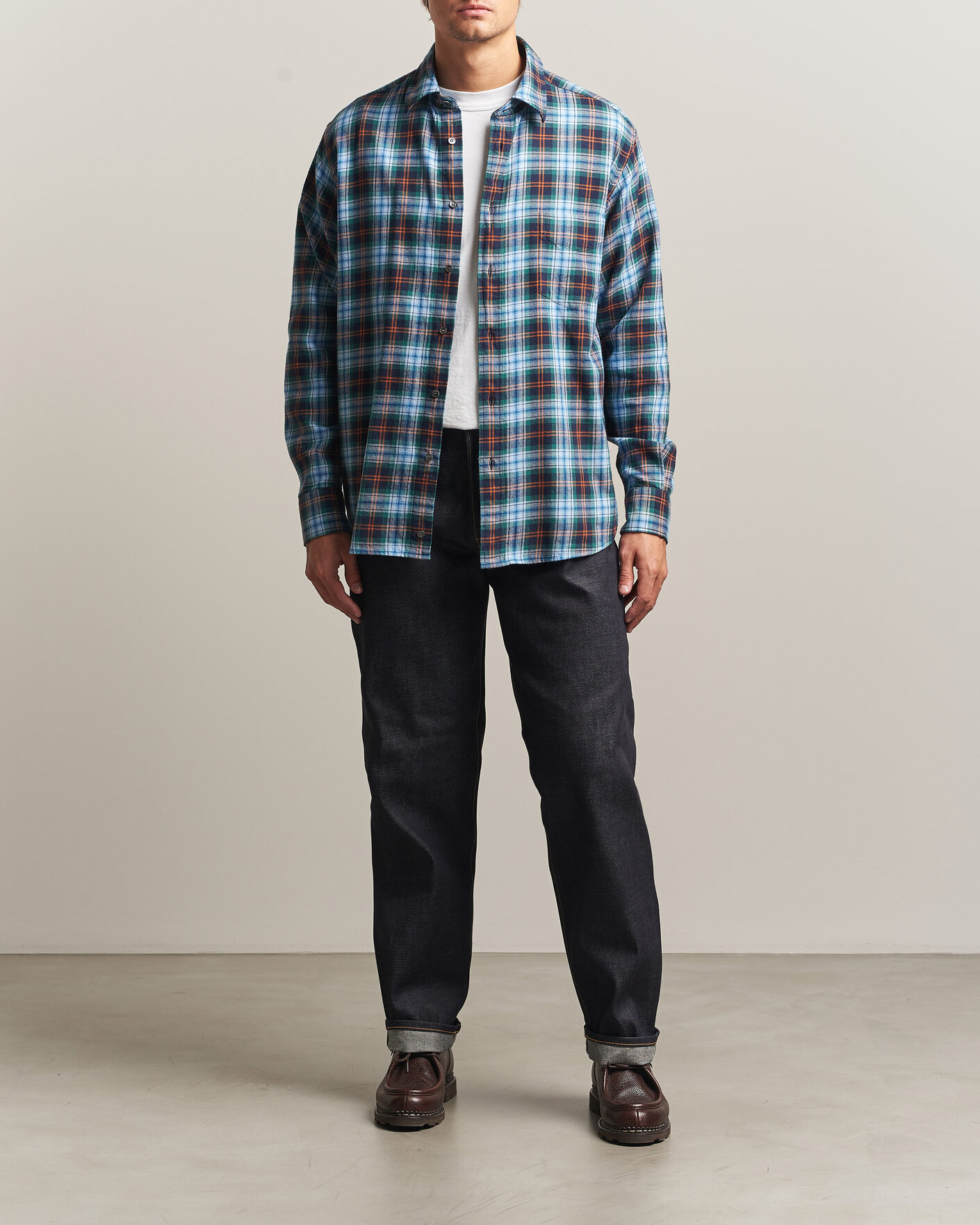 Herren | Hemden | Aspesi | Flannel Shirt Blue Check