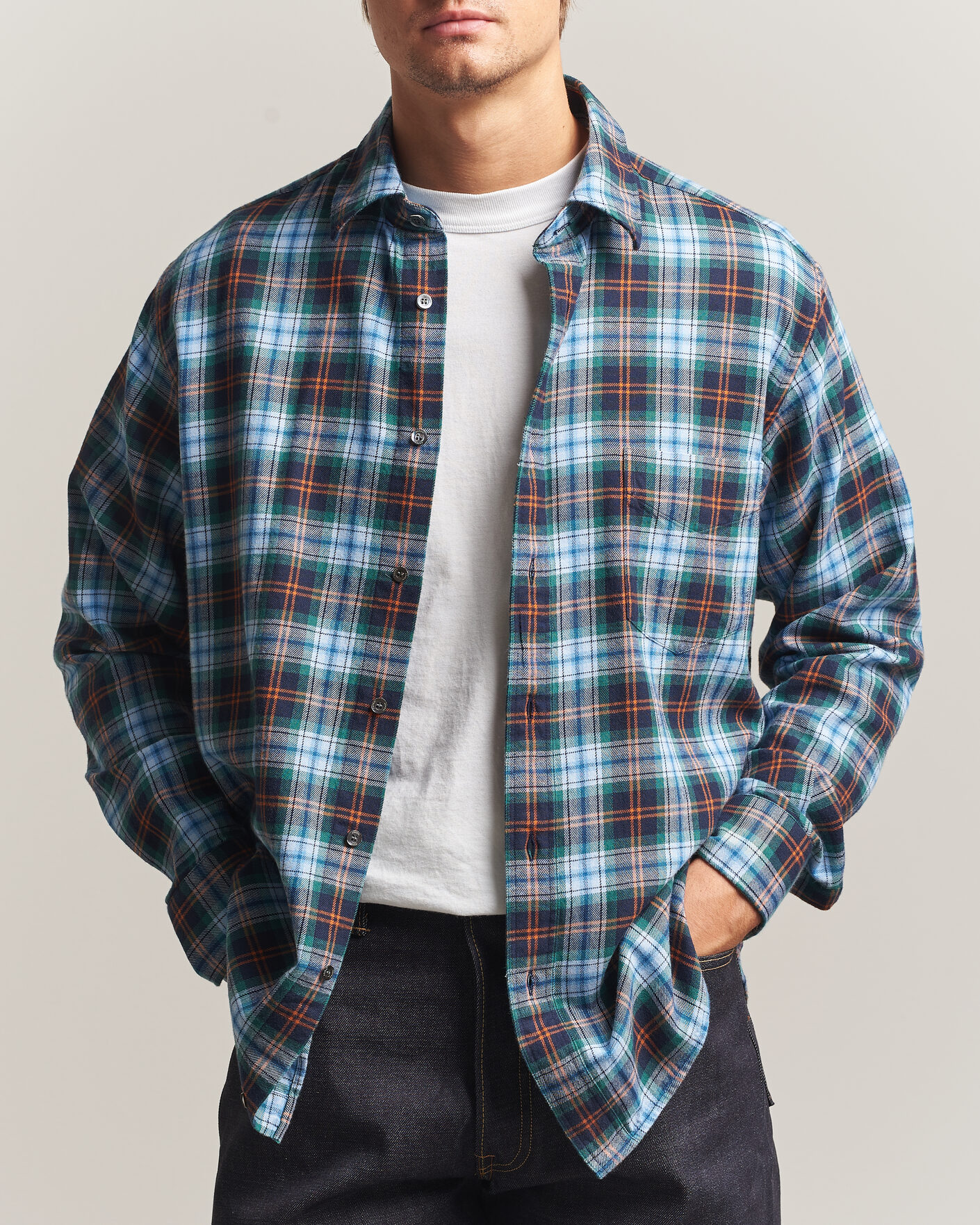 Herren | Hemden | Aspesi | Flannel Shirt Blue Check