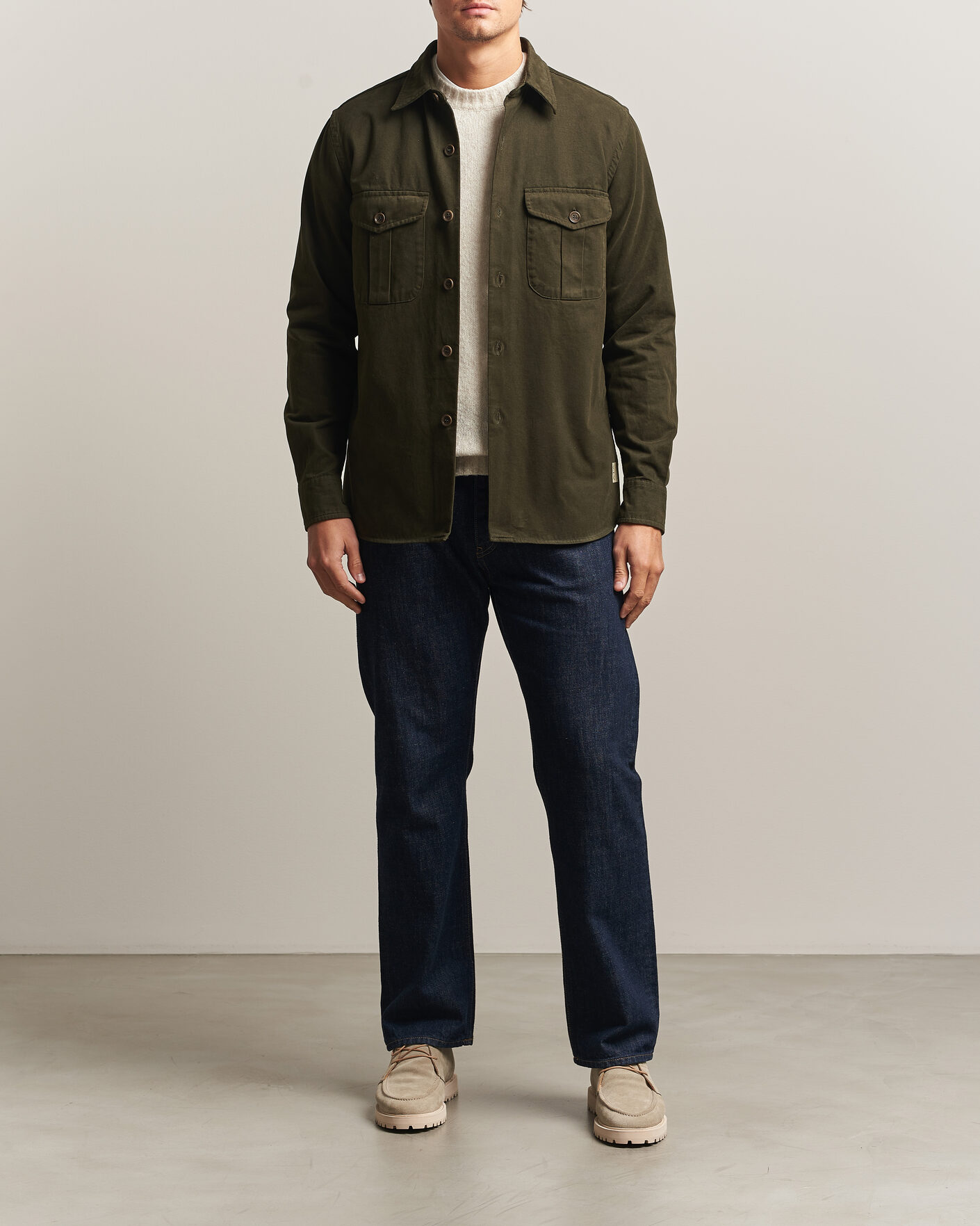 Herren | Hemden | Aspesi | Twill Cotton Overshirt Military