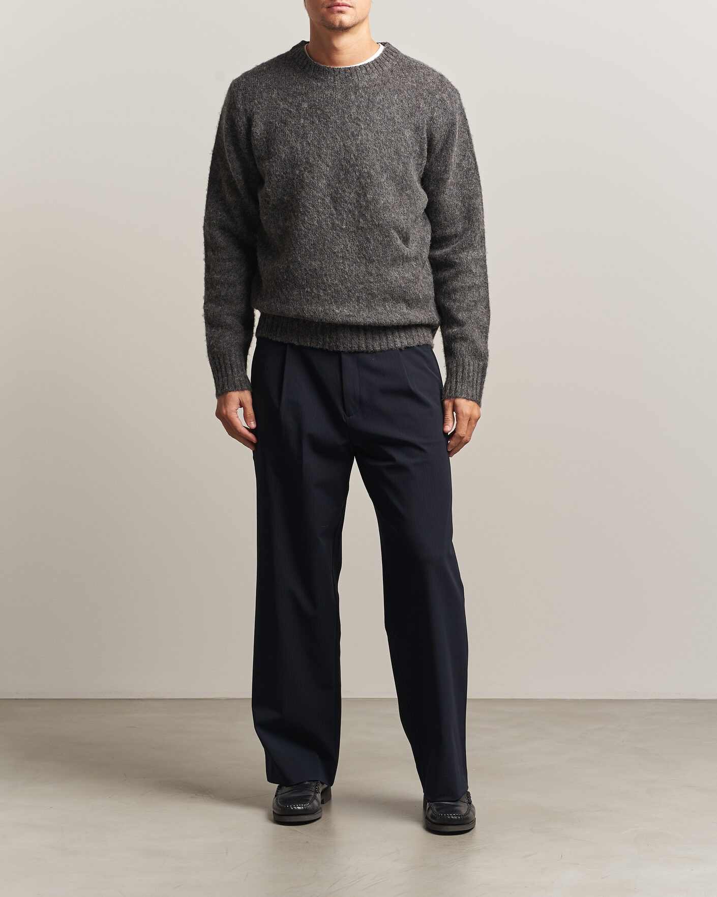 Herren | Pullover | Aspesi | Brushed Shetland Sweater Grey Melange