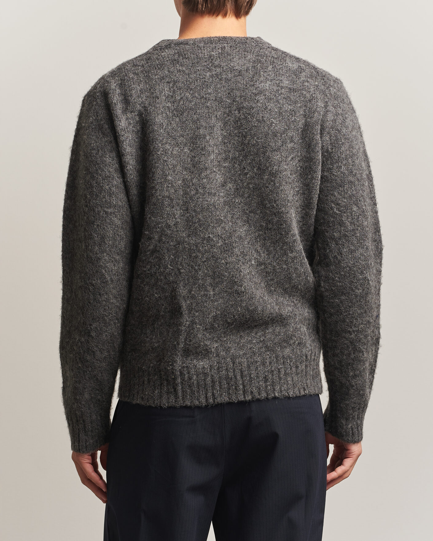 Herren | Pullover | Aspesi | Brushed Shetland Sweater Grey Melange