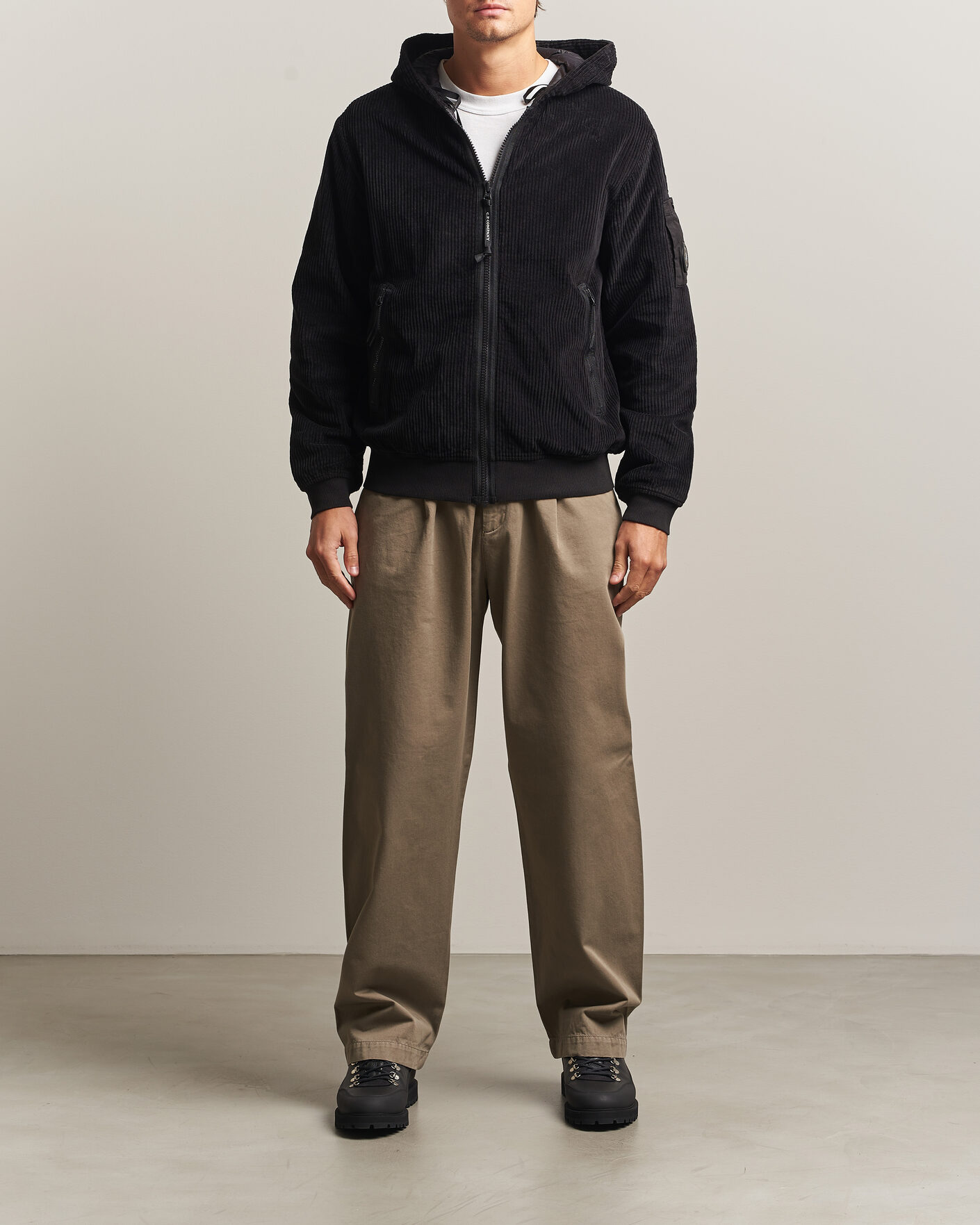 Herren | Jacken | C.P. Company | Light Padded Hood Corduroy Jacket Black