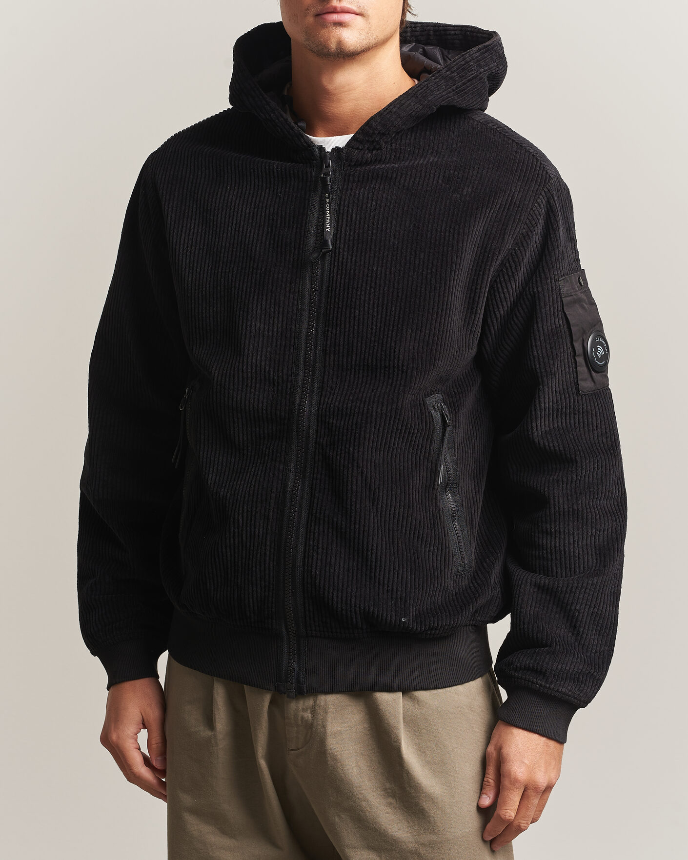 Herren | Jacken | C.P. Company | Light Padded Hood Corduroy Jacket Black