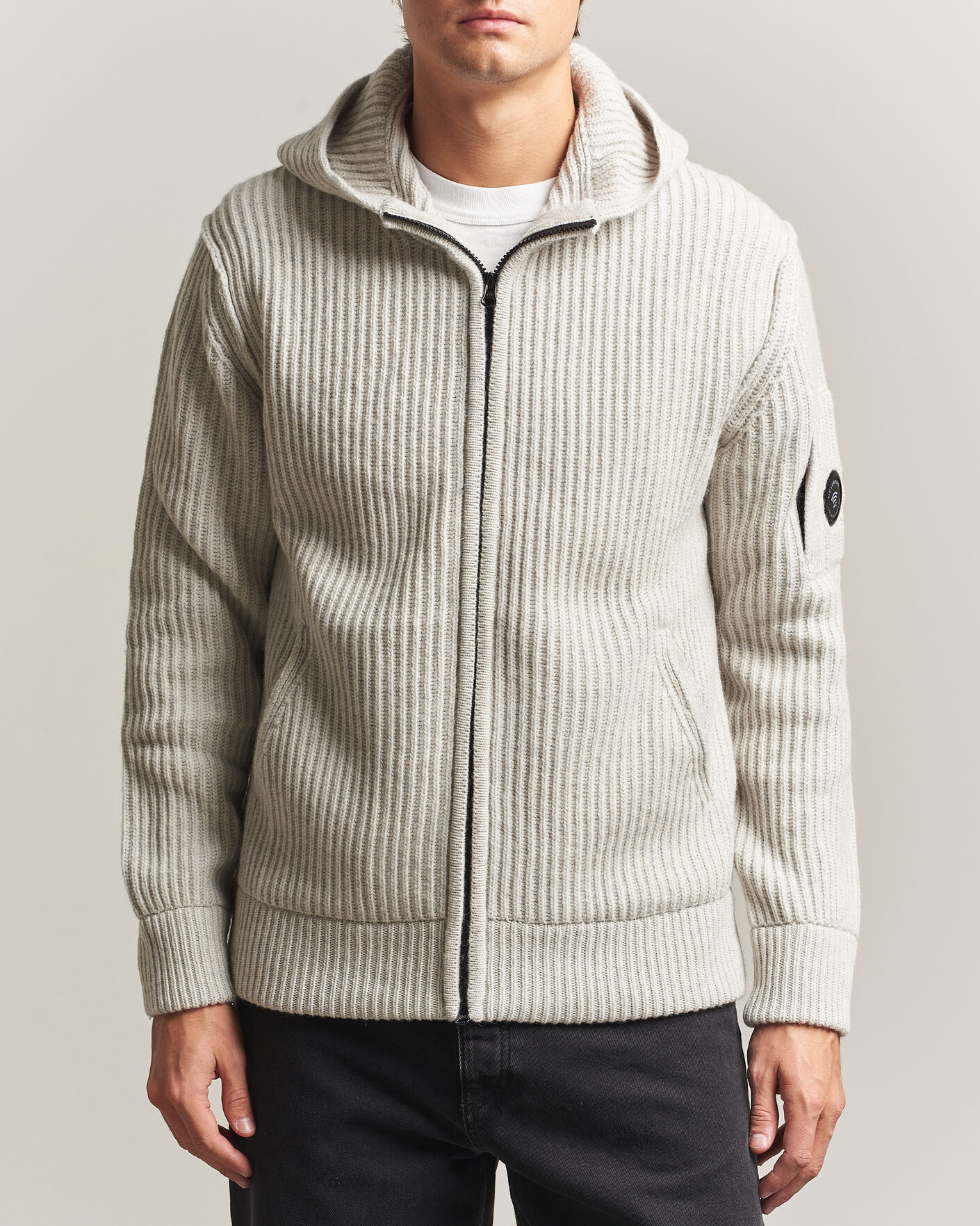 Herren | Pullover | C.P. Company | Heavy Lambswool Hood Zip Light Grey
