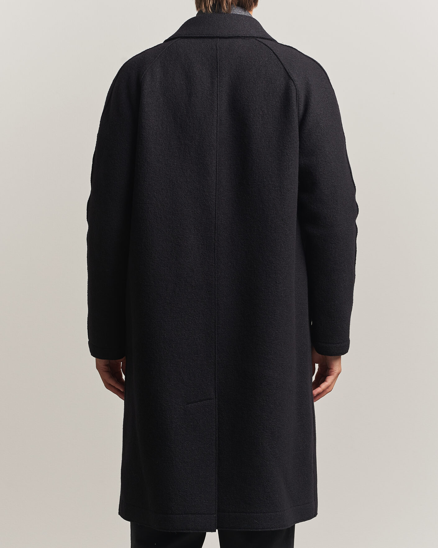 Herren | Jacken | Harris Wharf London | Boiled Wool Fly Front Balmacan Coat Black