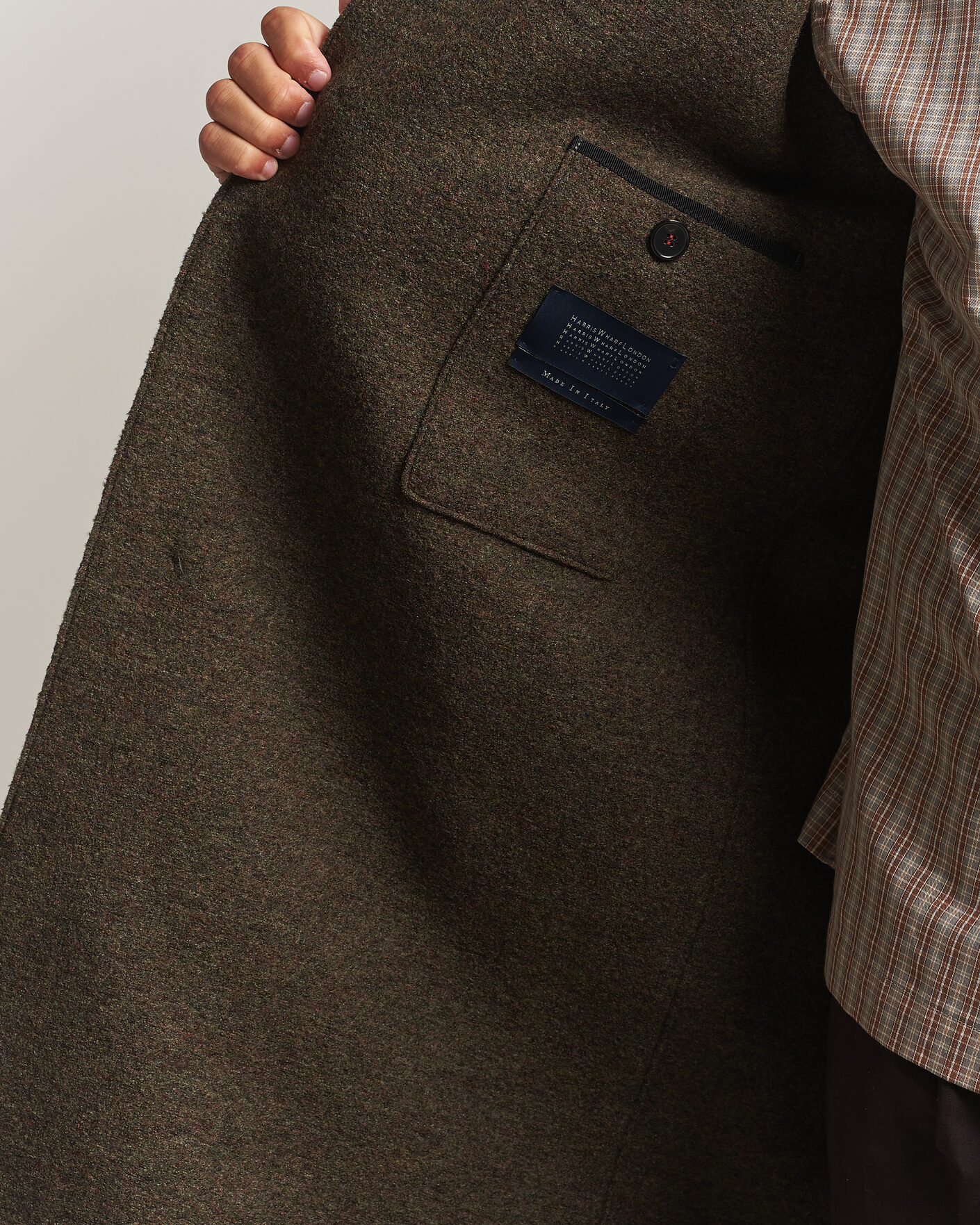 Herren | Jacken | Harris Wharf London | Boiled Wool Fly Front Balmacan Coat Brown/Green