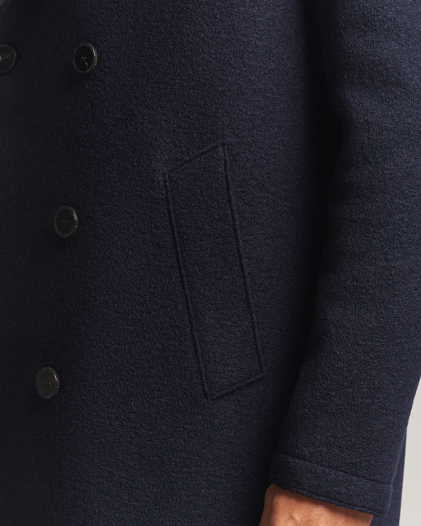 Herren | Jacken | Harris Wharf London | Pressed Wool Long Peacoat Navy Blue