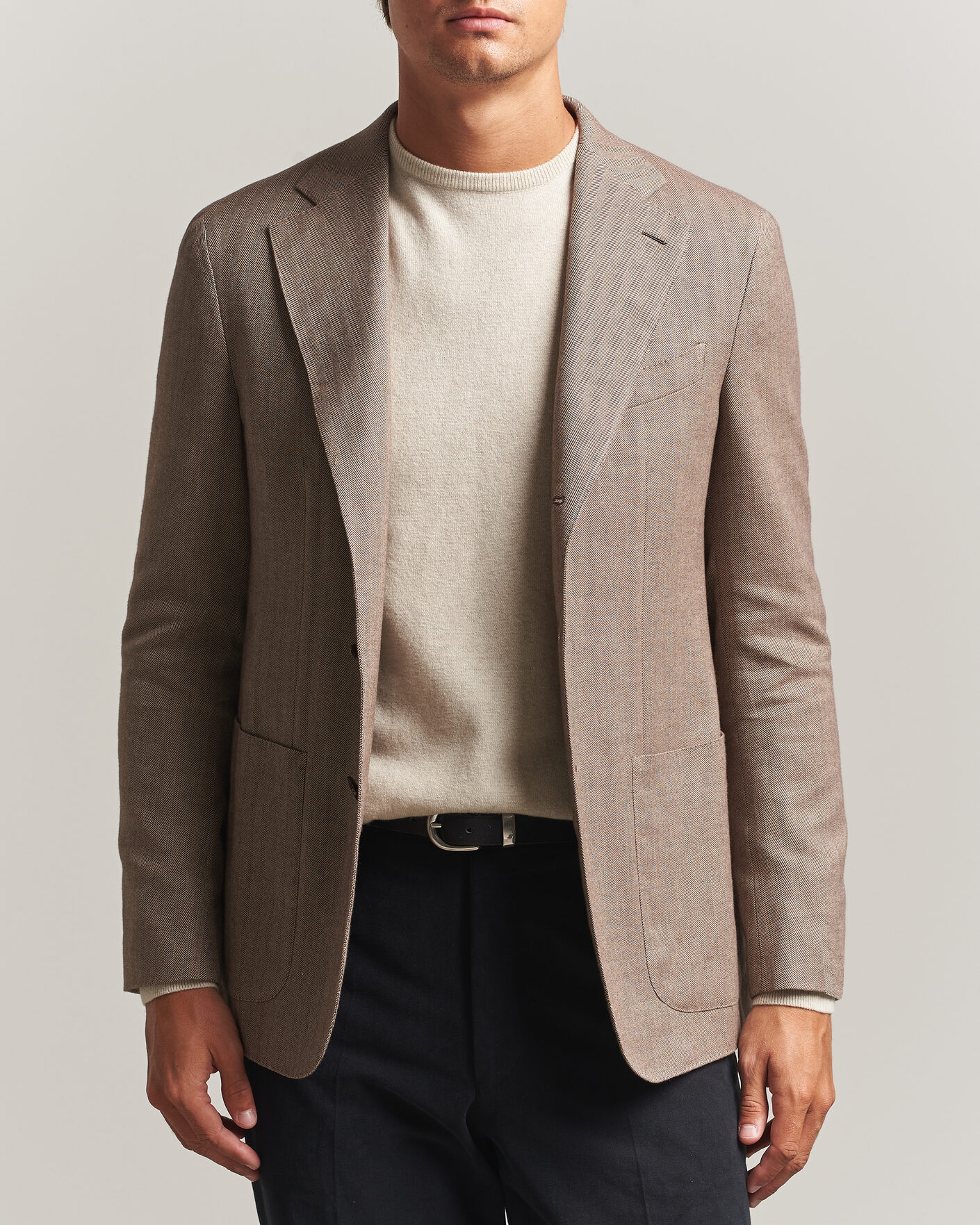 Herren | Sakkos | Caruso | Aida Herringbone Cotton Flannel Blazer Beige