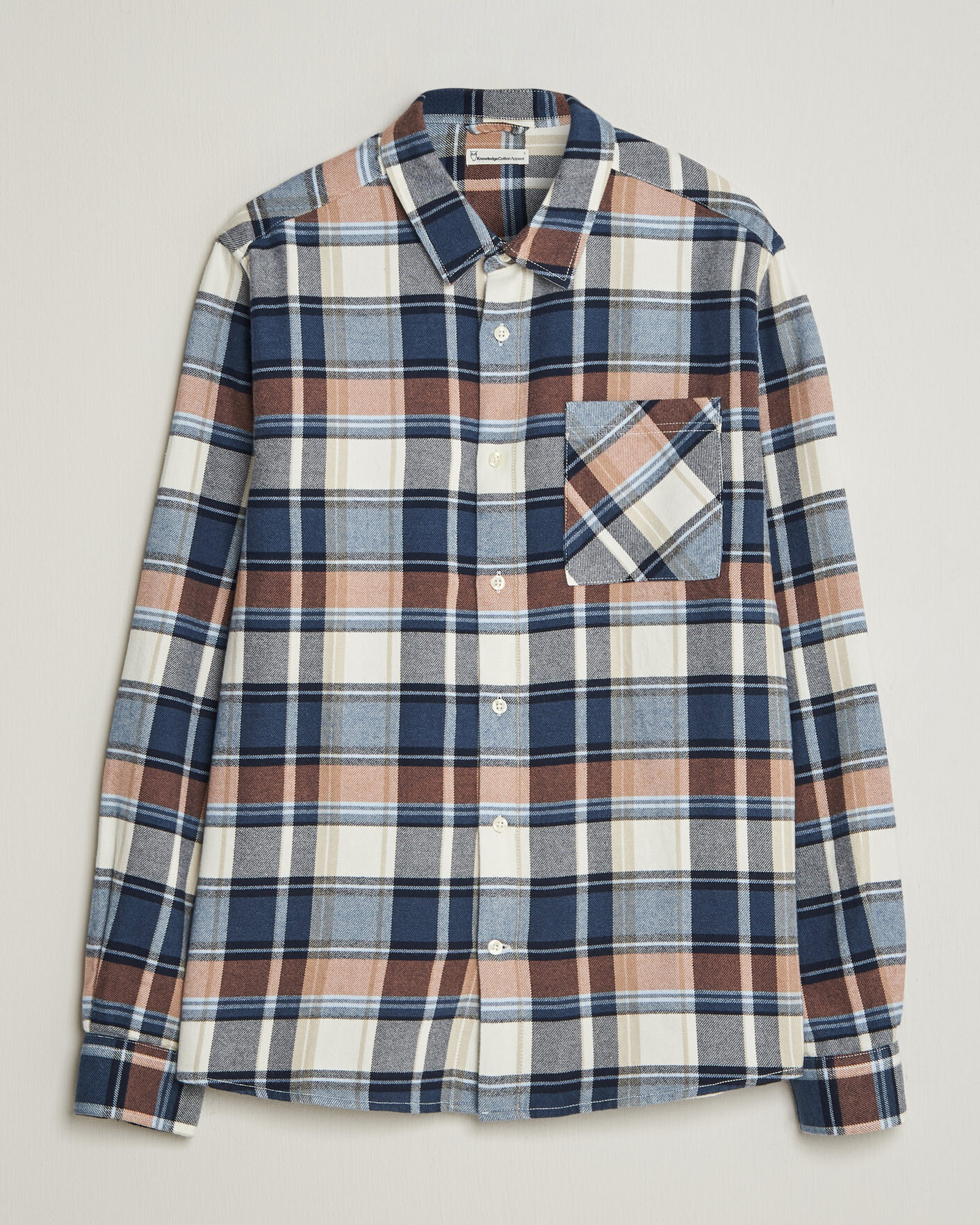 Herren | Hemden | KnowledgeCotton Apparel | Regular Fit Check Melange Flannel Shirt Navy
