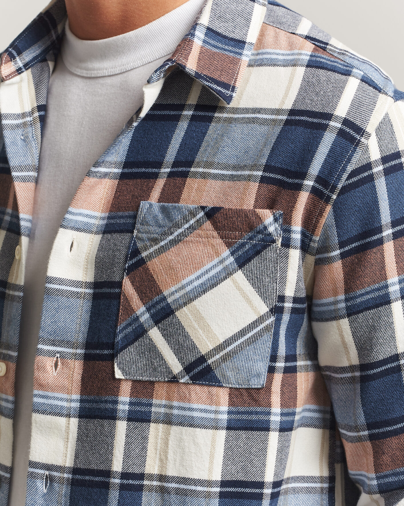 Herren | Hemden | KnowledgeCotton Apparel | Regular Fit Check Melange Flannel Shirt Navy