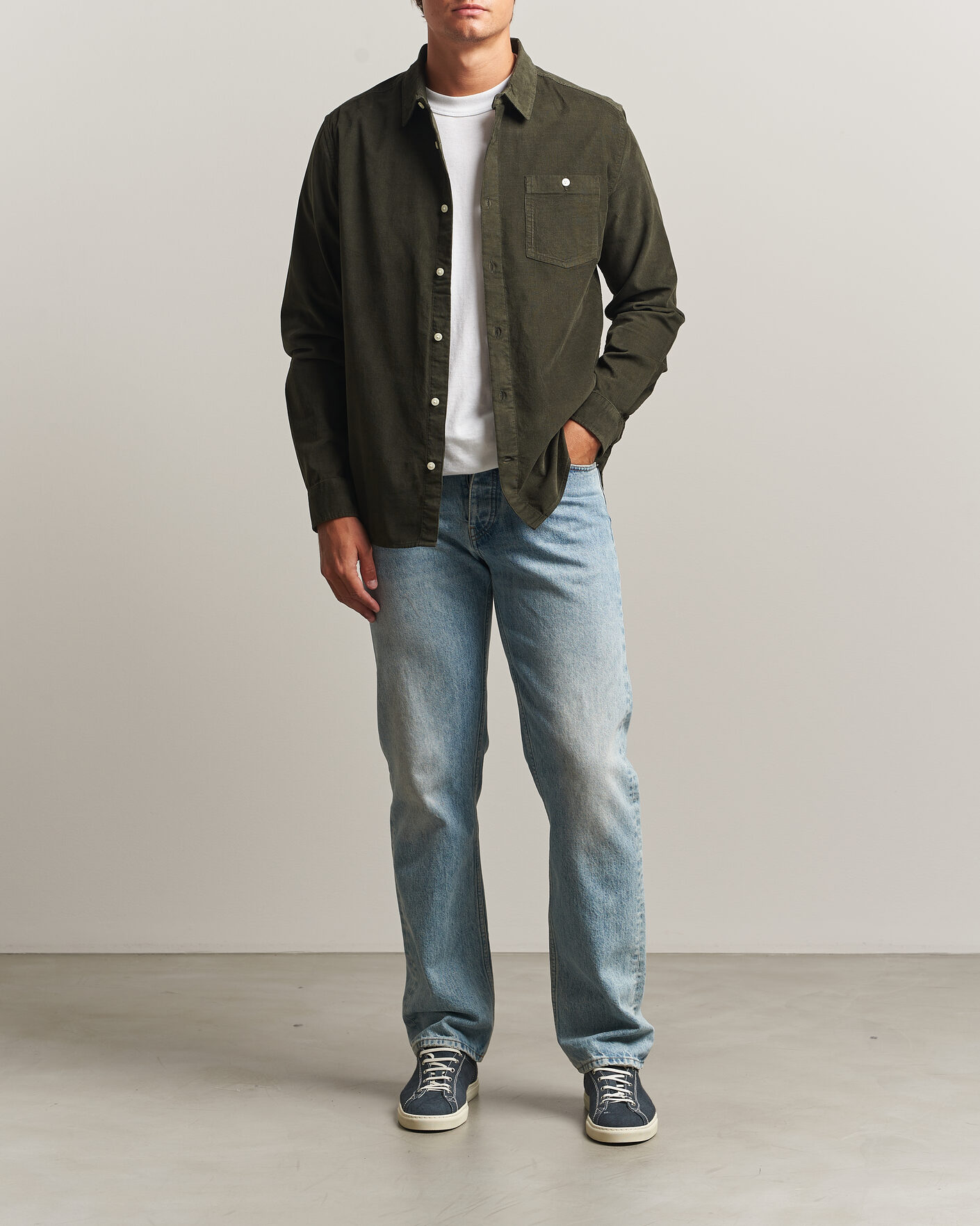 Herren | Hemden | KnowledgeCotton Apparel | Regular Fit Cord Shirt Forest Night