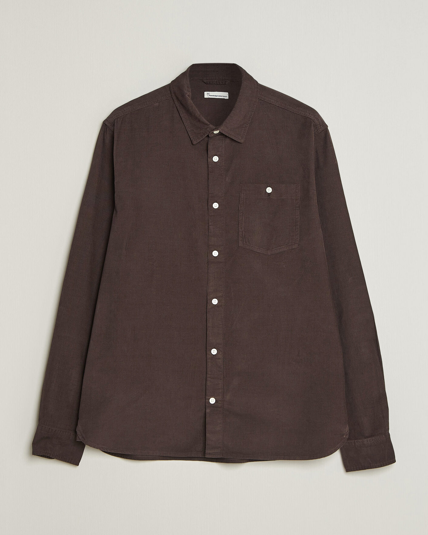 Herren | Hemden | KnowledgeCotton Apparel | Regular Fit Cord Shirt Chocolate