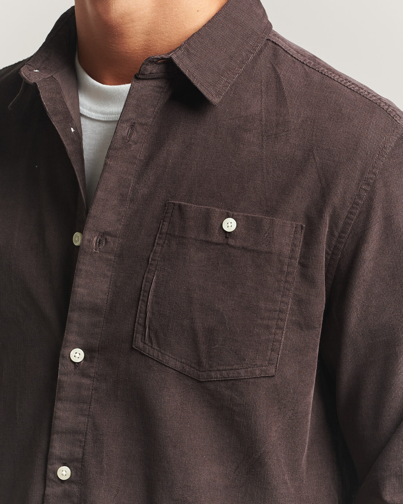 Herren | Hemden | KnowledgeCotton Apparel | Regular Fit Cord Shirt Chocolate