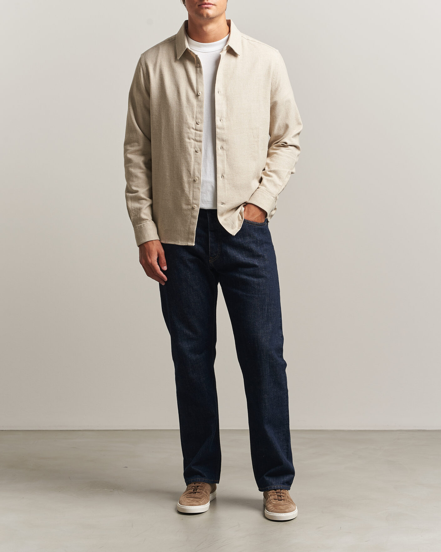 Herren | Hemden | KnowledgeCotton Apparel | Regular Fit Melange Flannel Shirt Feather Grey