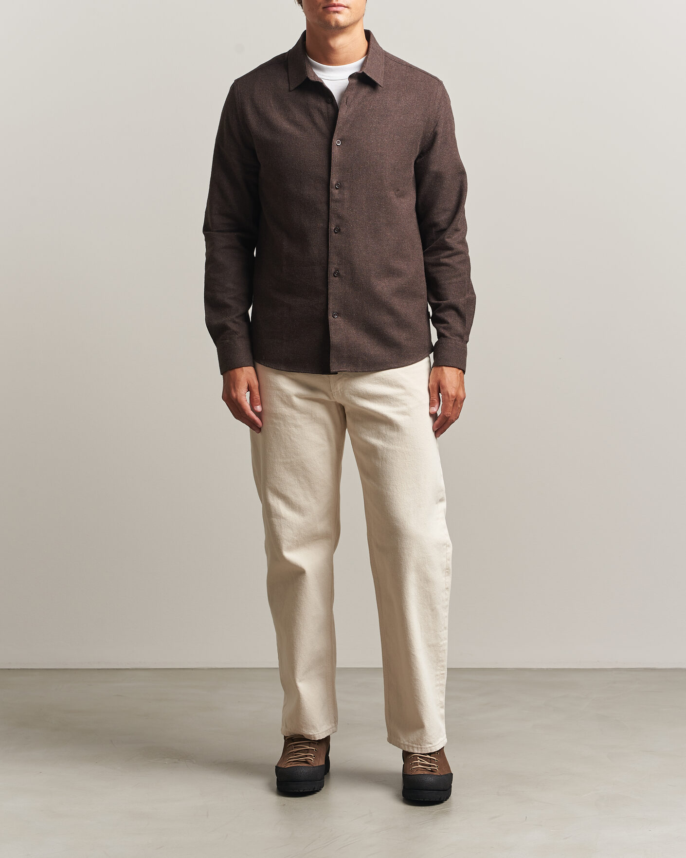Herren | Hemden | KnowledgeCotton Apparel | Regular Fit Melange Flannel Shirt Chocolate