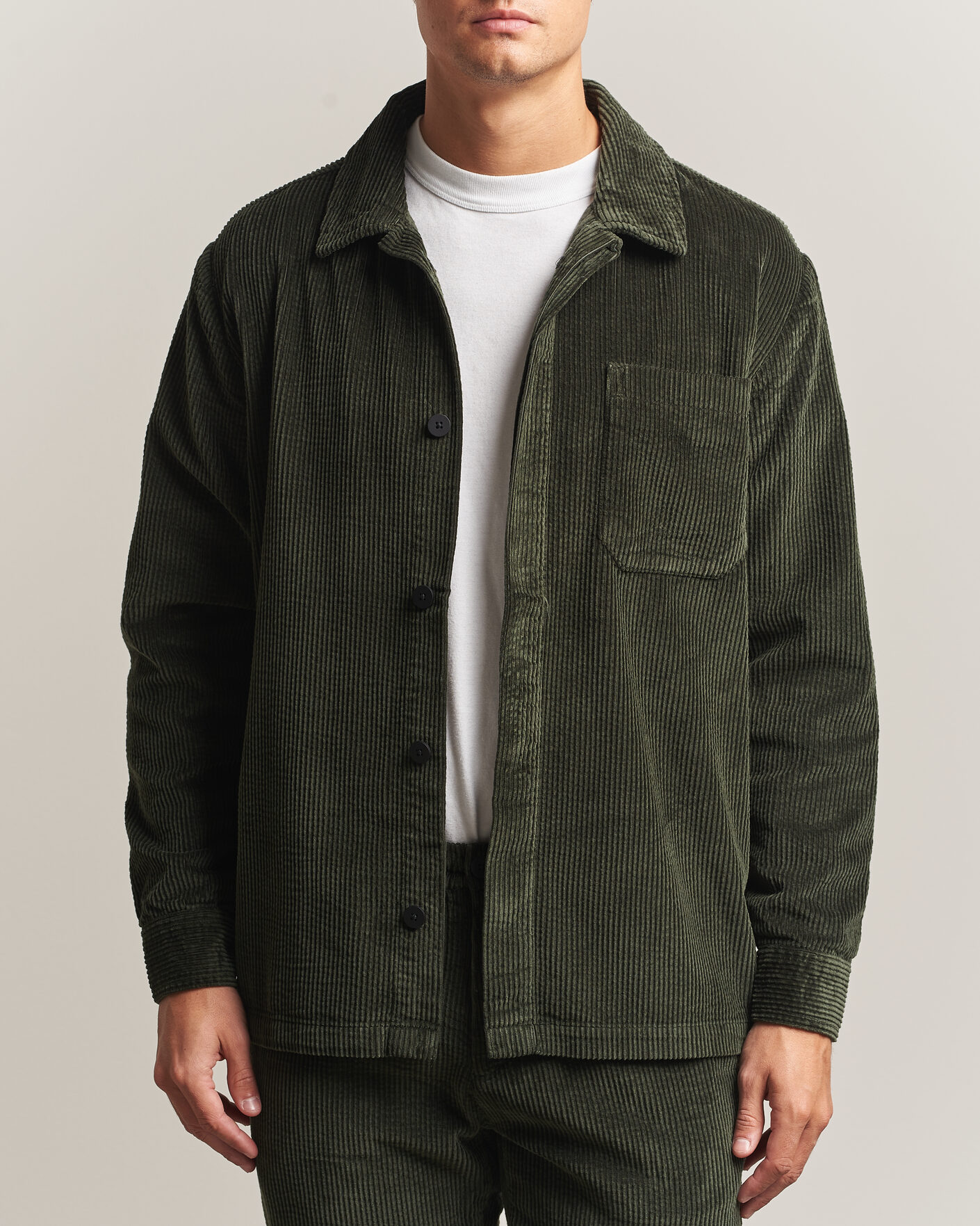 Herren | Hemden | KnowledgeCotton Apparel | Cotton Corduroy Overshirt Forest Night