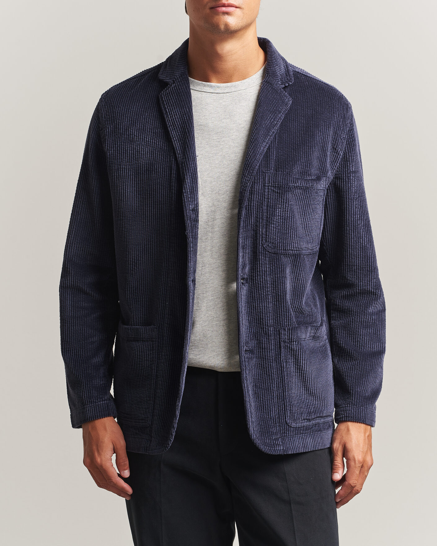 Herren | Sakkos | KnowledgeCotton Apparel | Cotton Corduroy Blazer Night Sky
