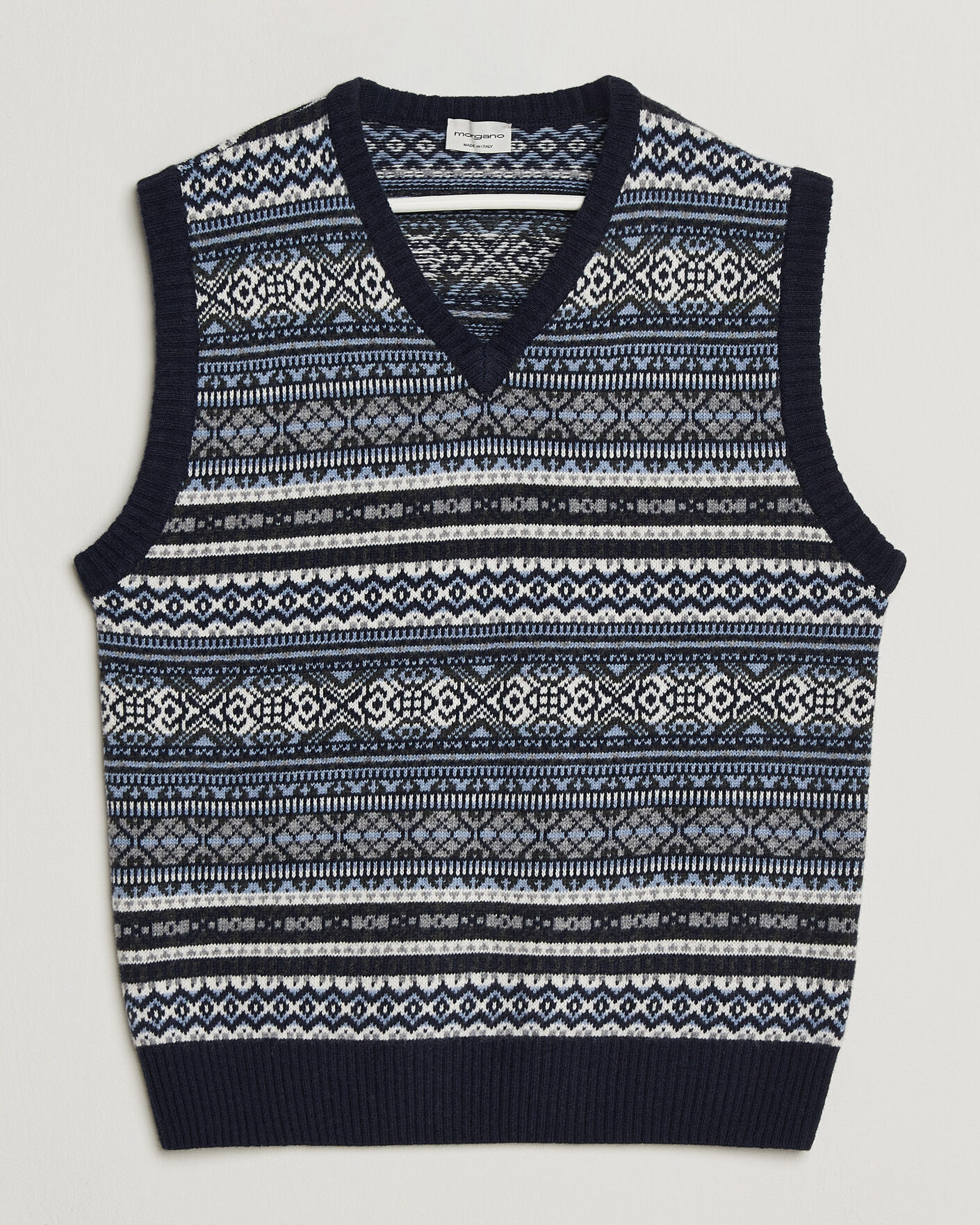 Herren | Pullover | Morgano | Wool/Cashmere Fair Isle Knitted Vest Navy