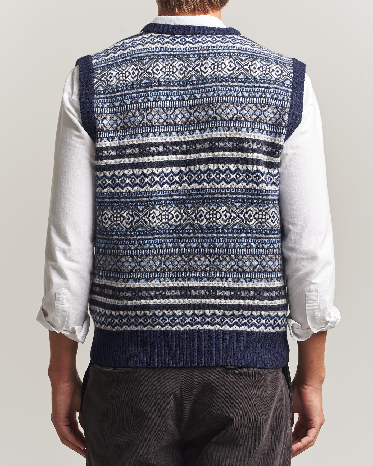 Herren | Pullover | Morgano | Wool/Cashmere Fair Isle Knitted Vest Navy