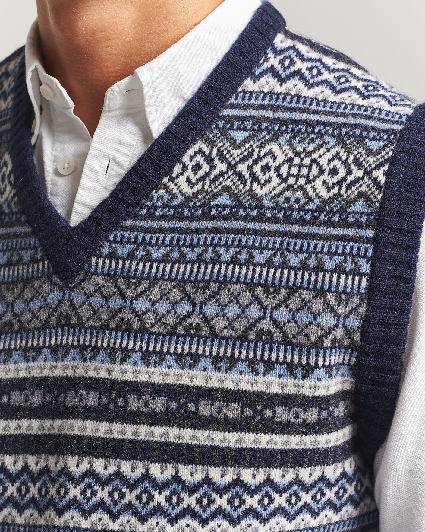 Herren | Pullover | Morgano | Wool/Cashmere Fair Isle Knitted Vest Navy