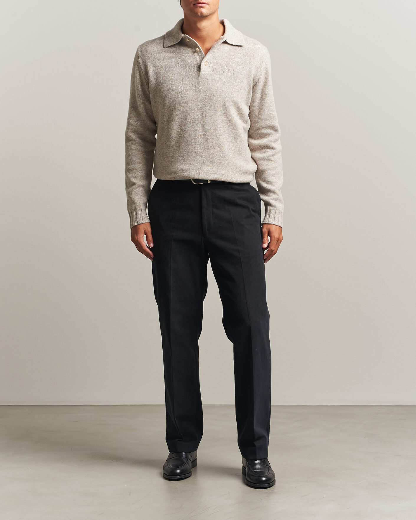 Herren | Pullover | Morgano | Wool/Cashmere Knitted Polo Beige