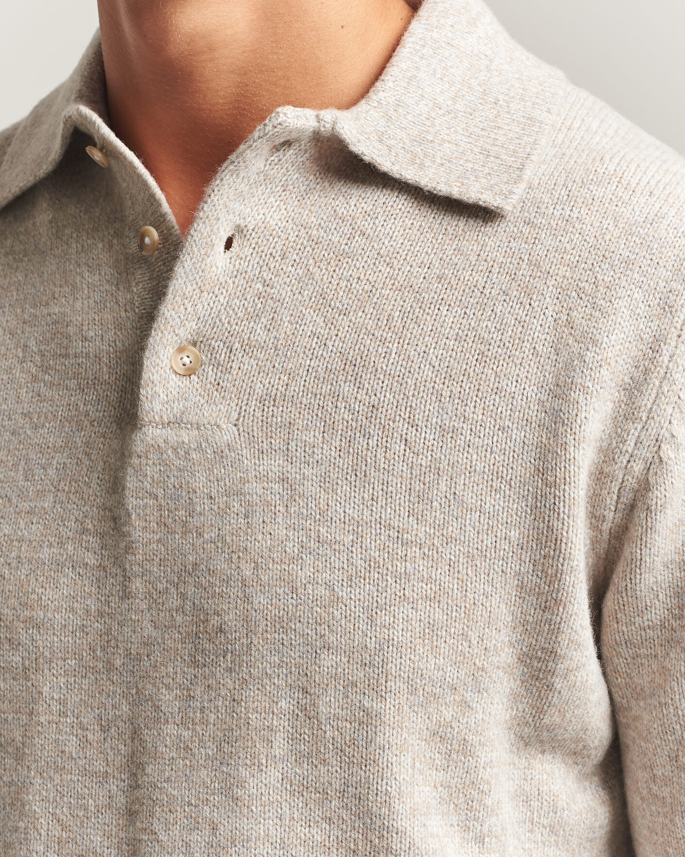 Herren | Pullover | Morgano | Wool/Cashmere Knitted Polo Beige