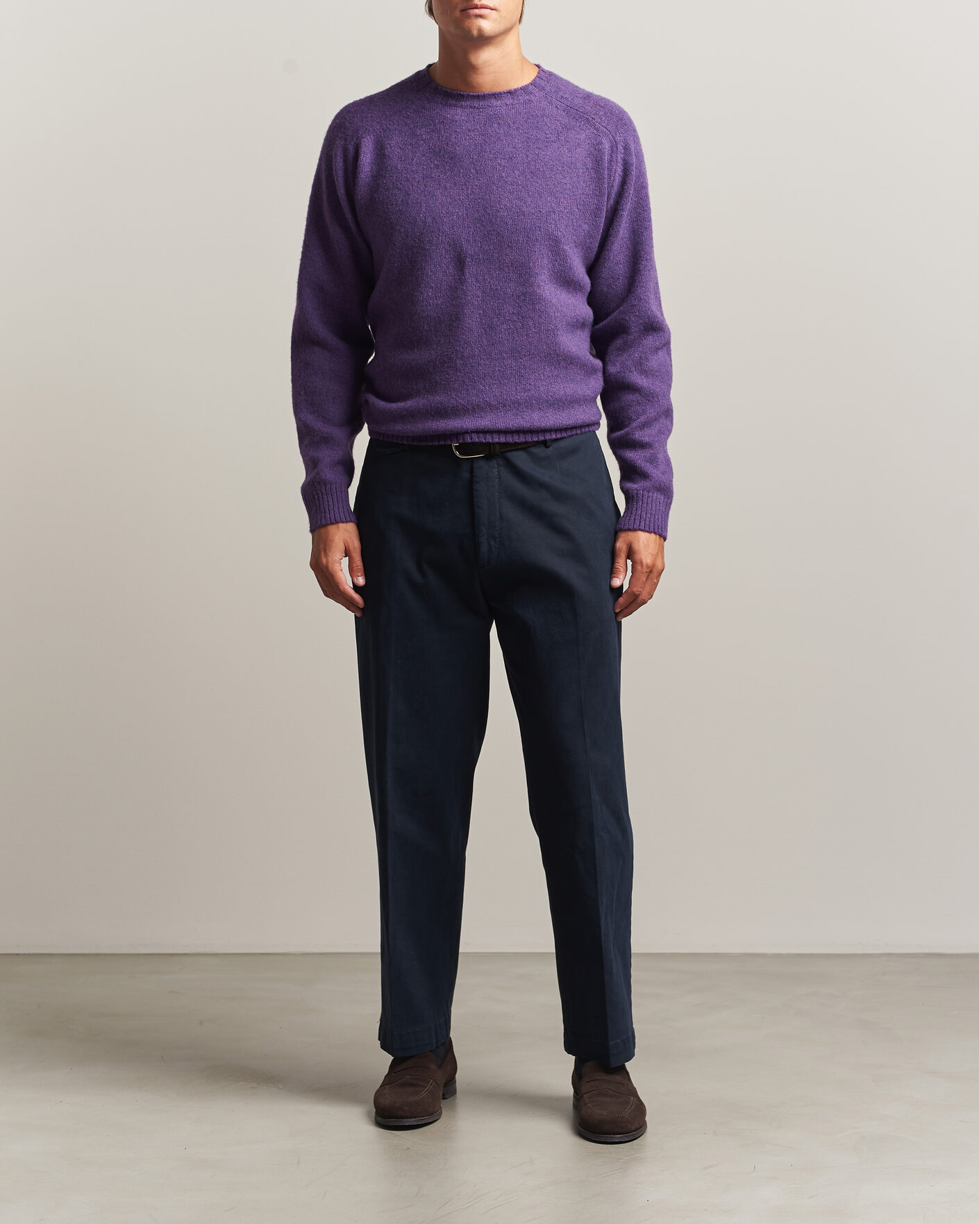 Herren | Pullover | Morgano | Brushed Wool Crewneck Purple