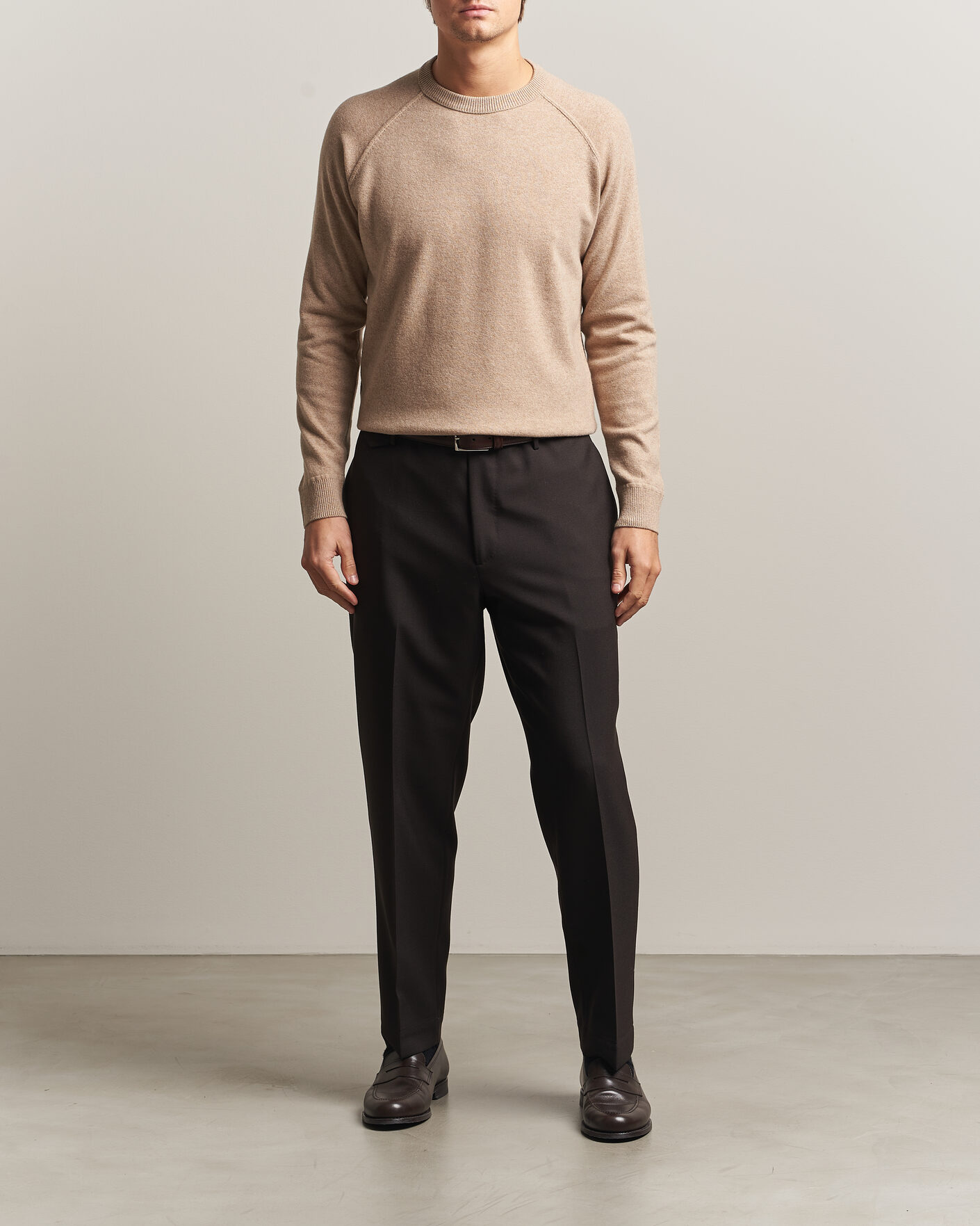 Herren | Pullover | Morgano | Wool/Cashmere Raglan Crew Beige