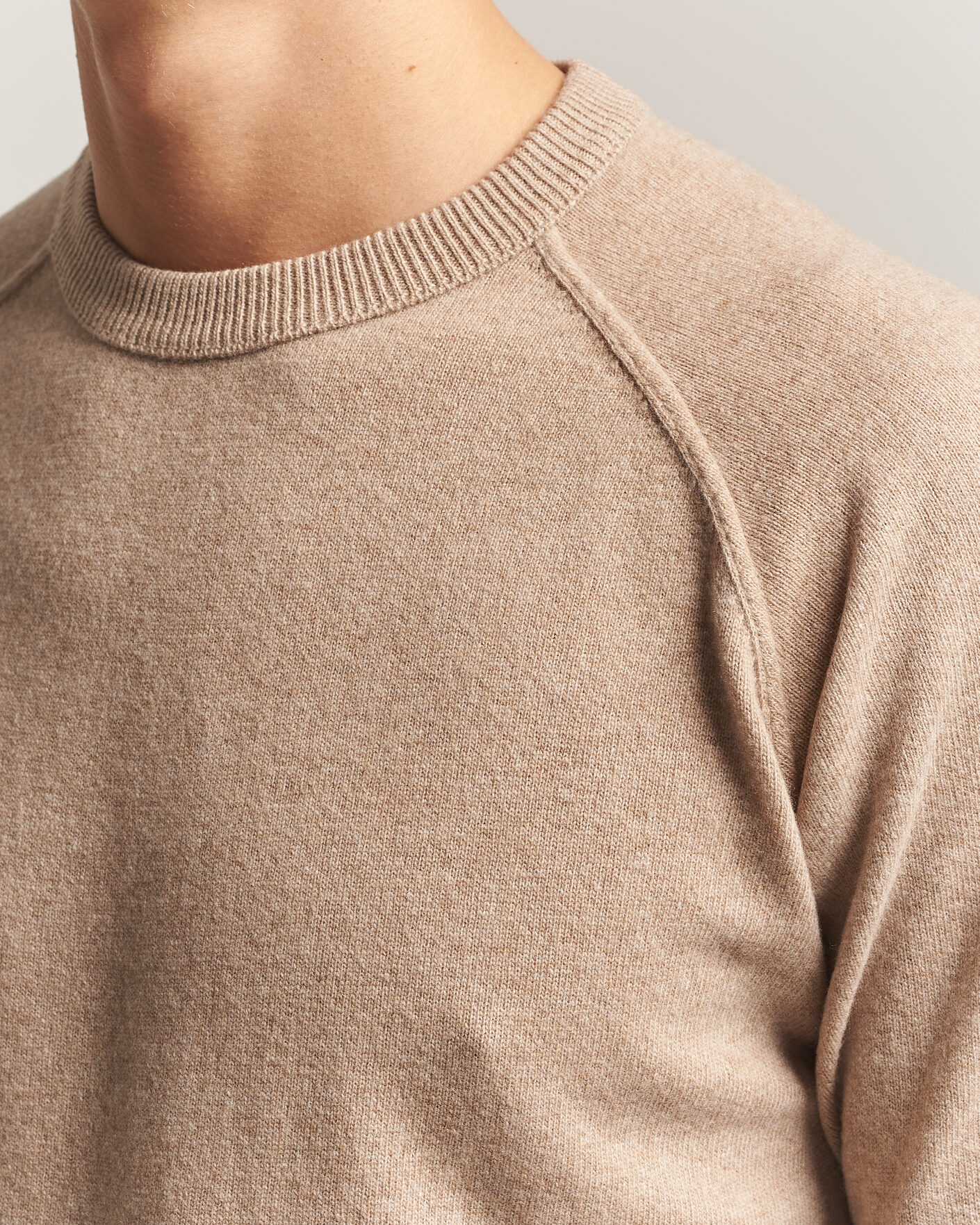 Herren | Pullover | Morgano | Wool/Cashmere Raglan Crew Beige