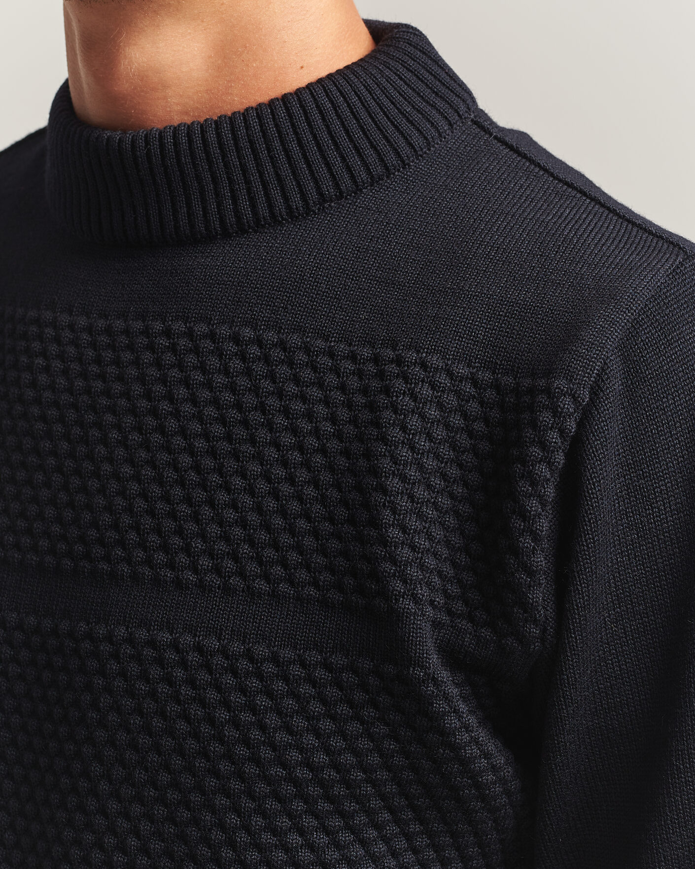 Herren | Pullover | S.N.S. Herning | Fisherman Mock Neck Navy Blue