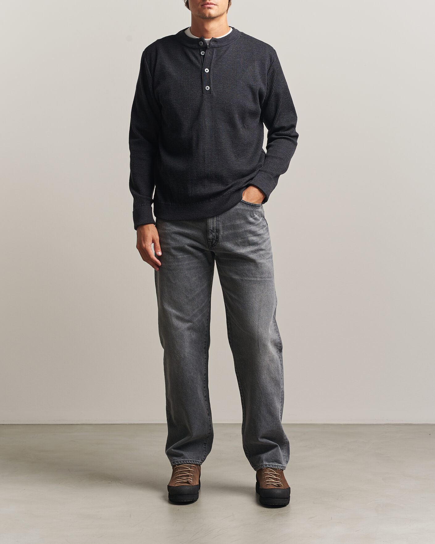 Herren | Pullover | S.N.S. Herning | Stamina Rib Henley Magnetite Black