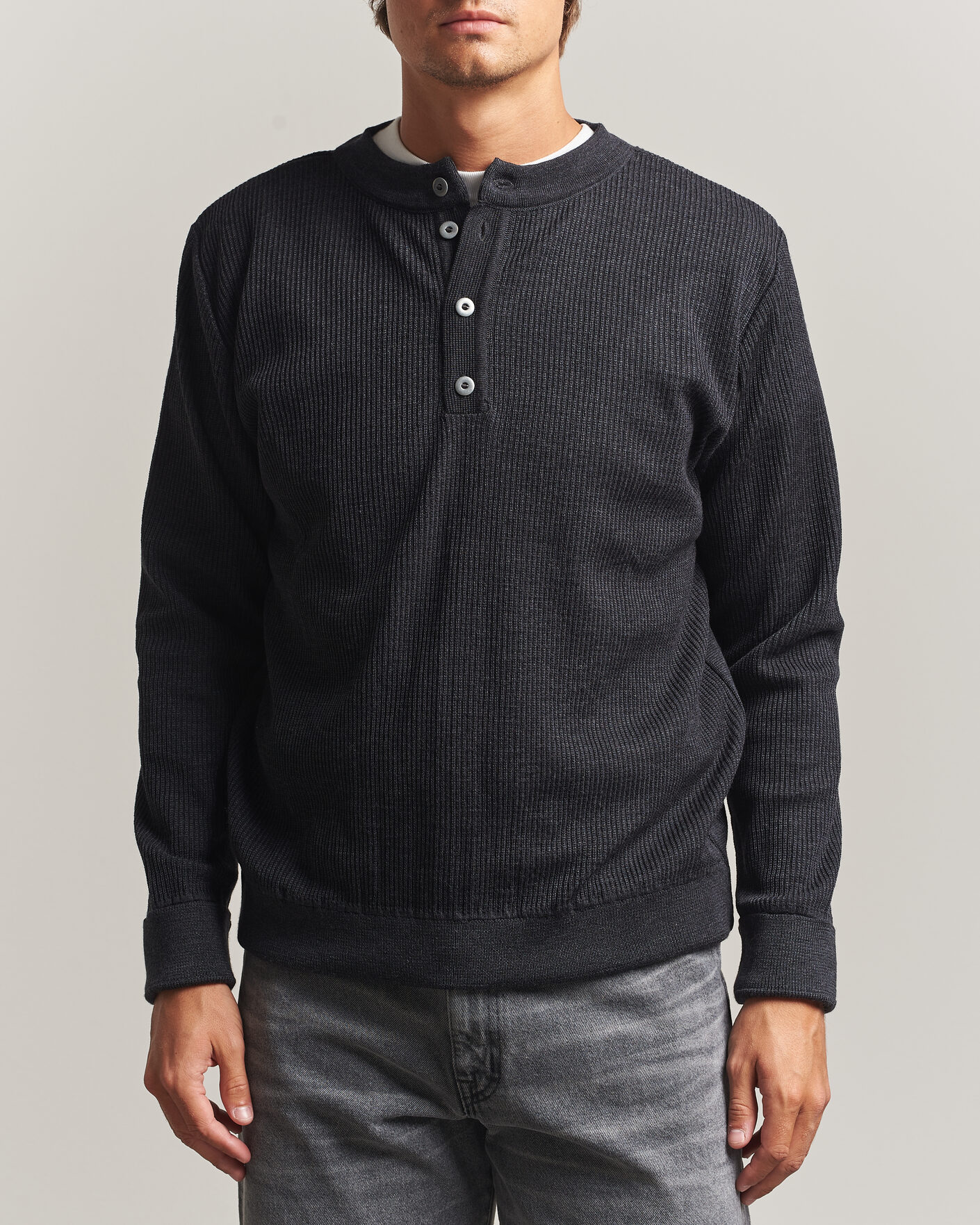 Herren | Pullover | S.N.S. Herning | Stamina Rib Henley Magnetite Black