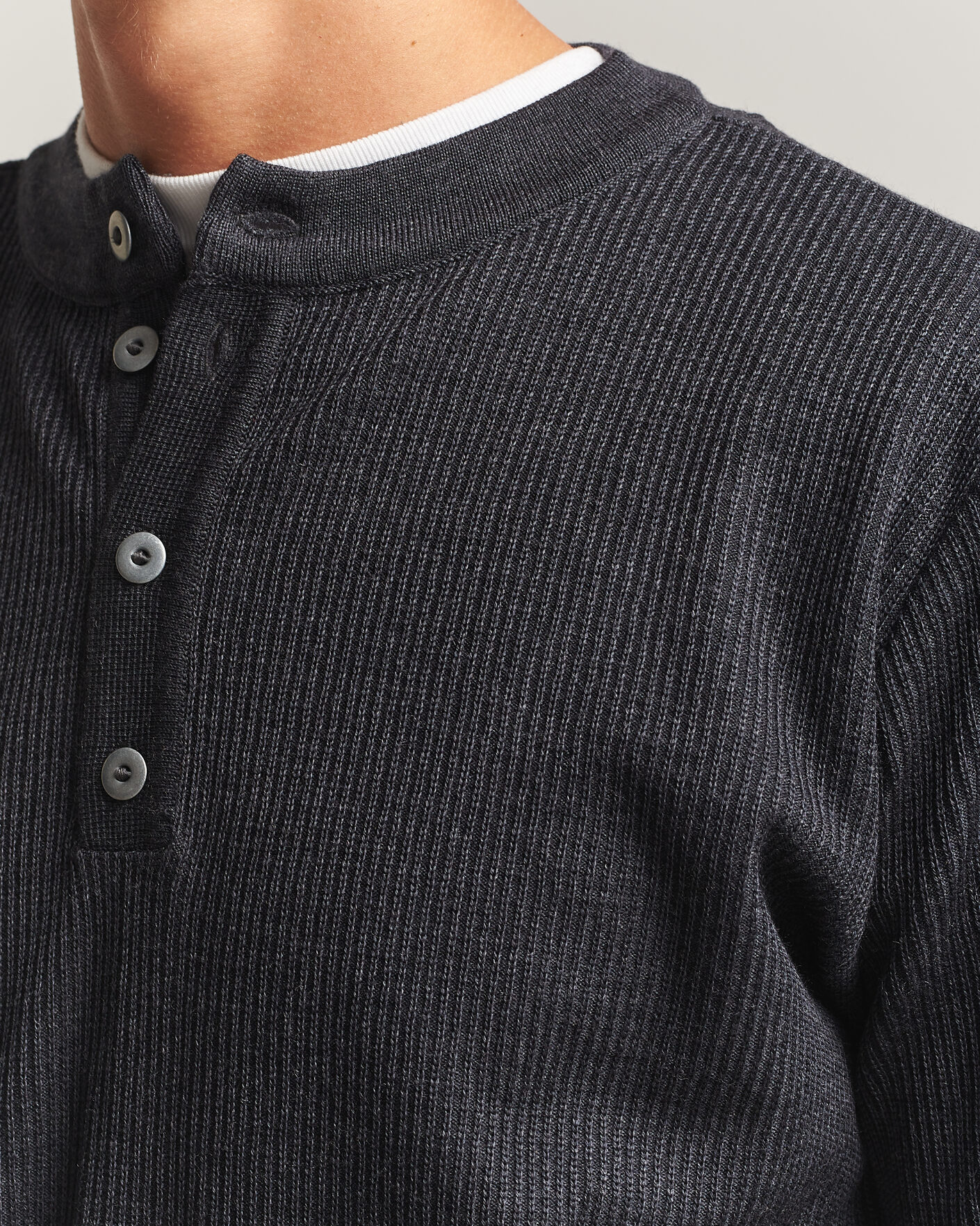 Herren | Pullover | S.N.S. Herning | Stamina Rib Henley Magnetite Black
