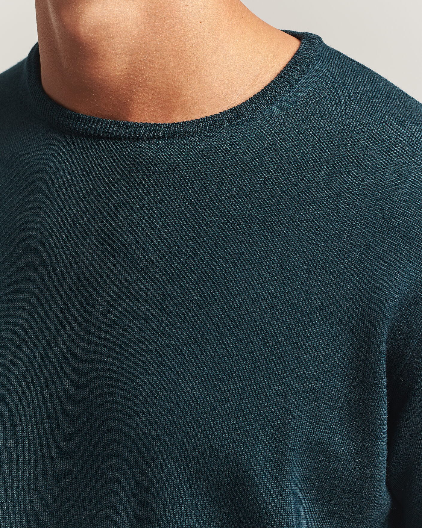Herren | Pullover | Morgano | Extra Fine Merino Wool Crewneck Bottle Green