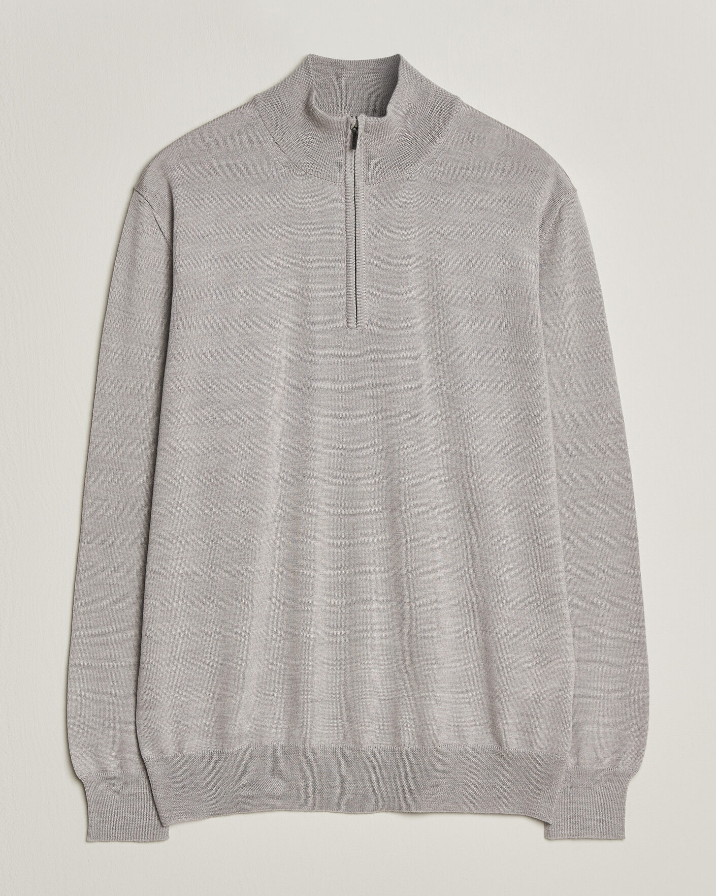 Herren | Pullover | Morgano | Extra Fine Merino Wool Half-Zip Light Grey