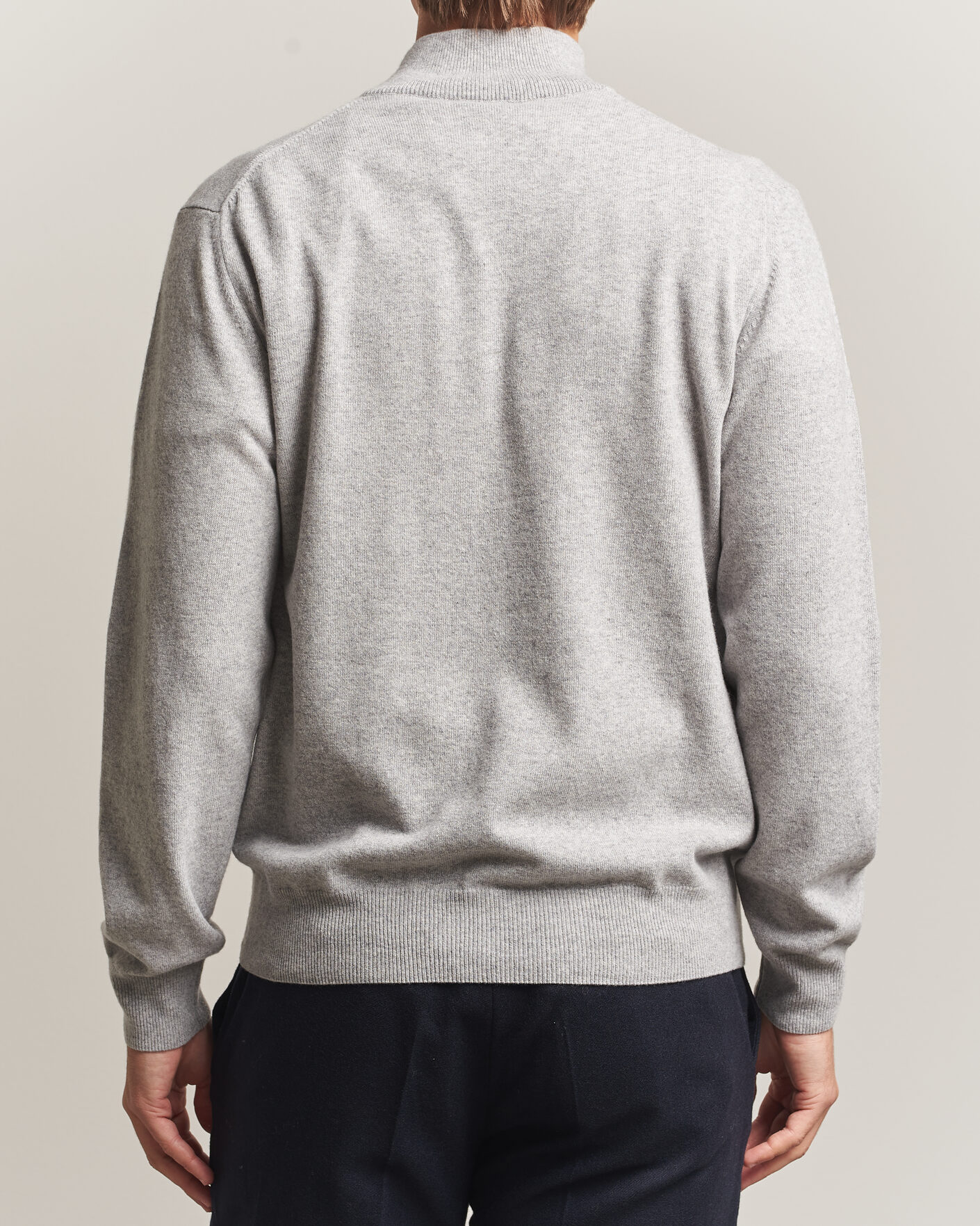 Herren | Pullover | Morgano | Wool/Cashmere Half-Zip Mid Grey
