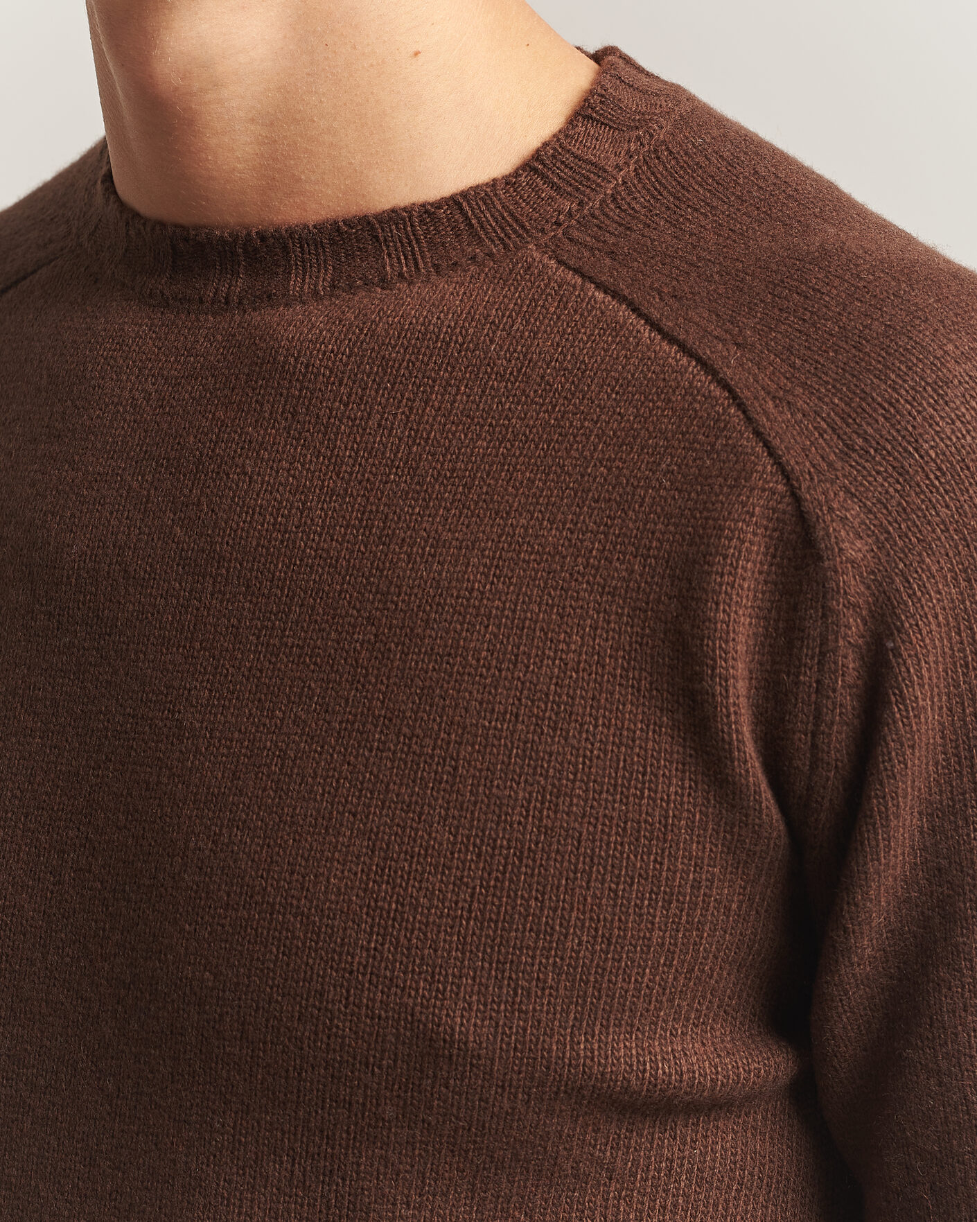 Herren | Pullover | Morgano | Heavy Knitted Wool/Cashmere Crewneck Dark Brown