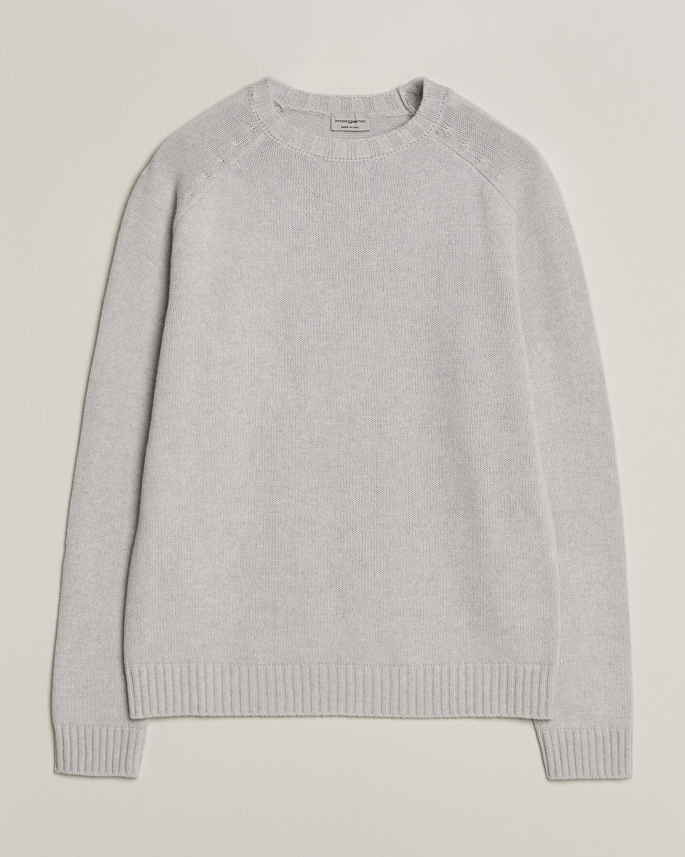 Herren | Pullover | Morgano | Heavy Knitted Wool/Cashmere Crewneck Light Grey