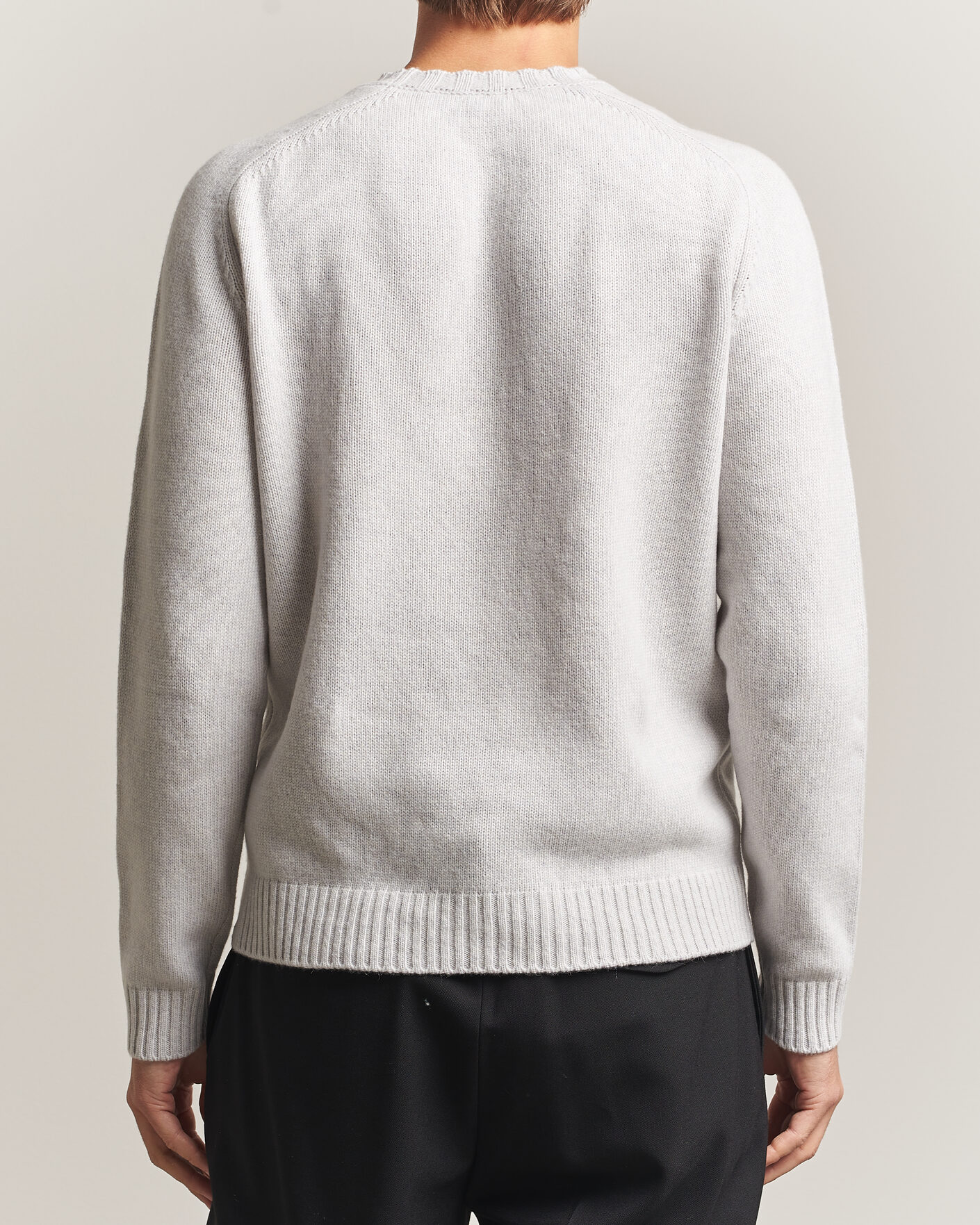 Herren | Pullover | Morgano | Heavy Knitted Wool/Cashmere Crewneck Light Grey
