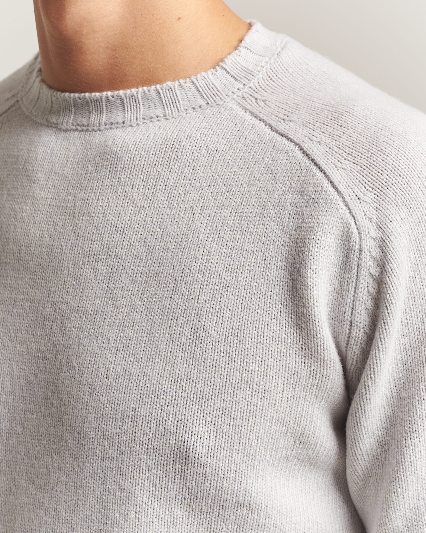 Herren | Pullover | Morgano | Heavy Knitted Wool/Cashmere Crewneck Light Grey