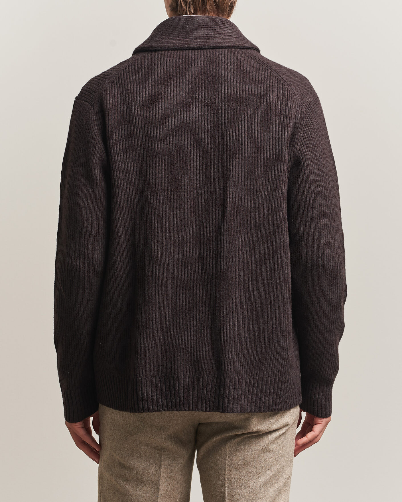 Herren | Pullover | Charles Tyrwhitt | Chunky Merino Shawl Neck Cardigan Chocolate