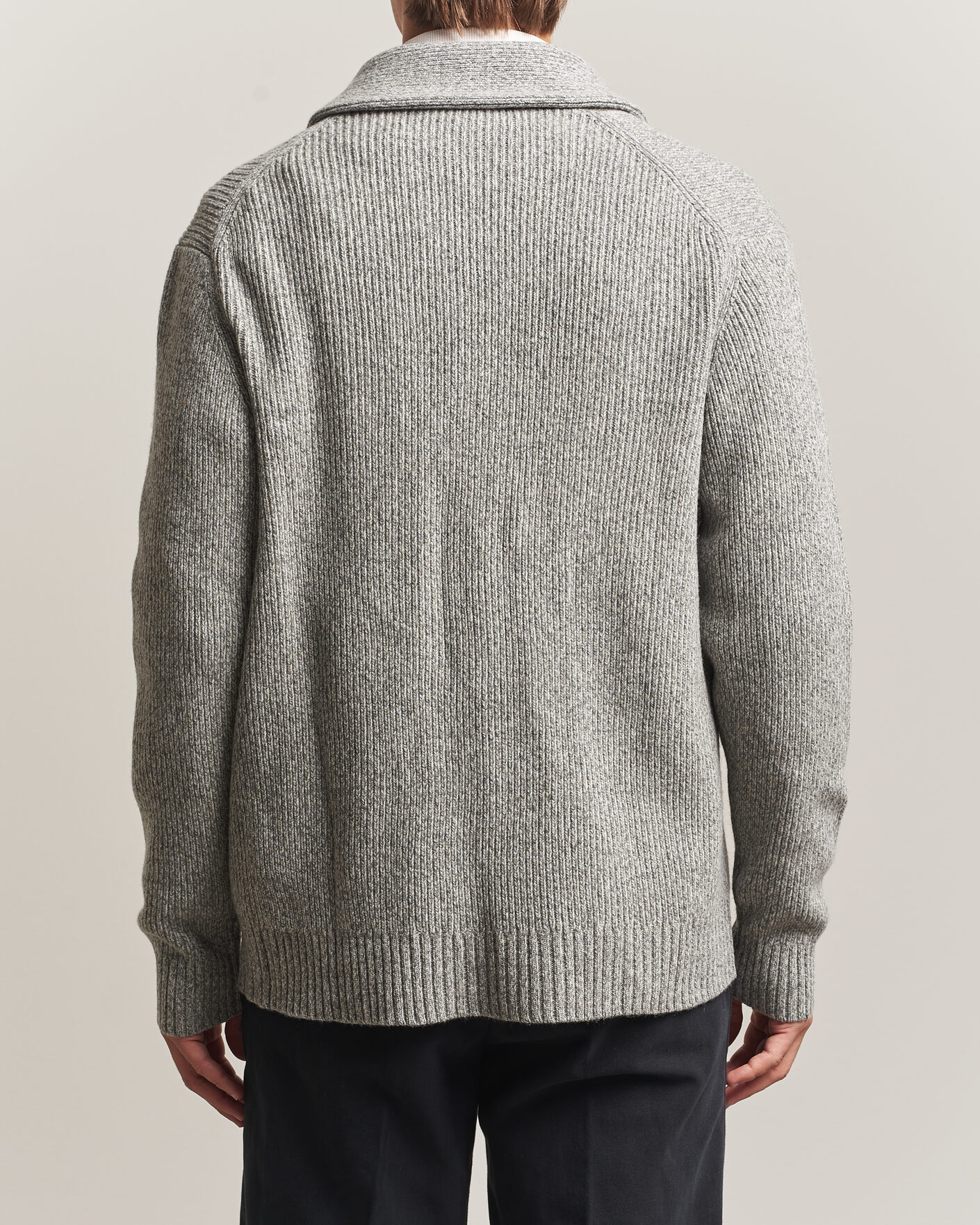 Herren | Pullover | Charles Tyrwhitt | Chunky Merino Shawl Neck Cardigan Grey