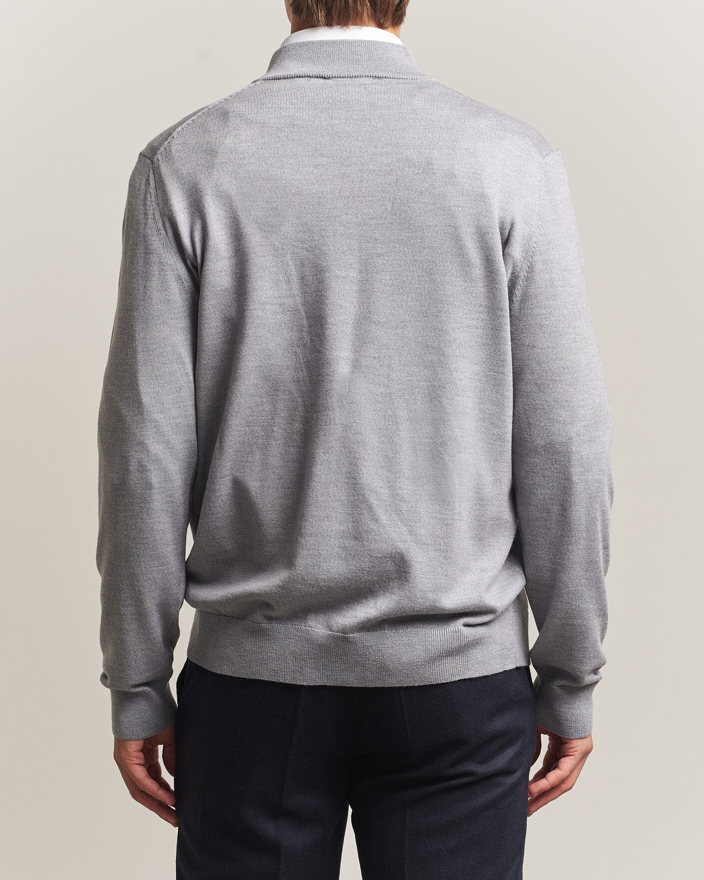 Herren | Pullover | Charles Tyrwhitt | Pure Merino Zip Neck Jumper Light Grey